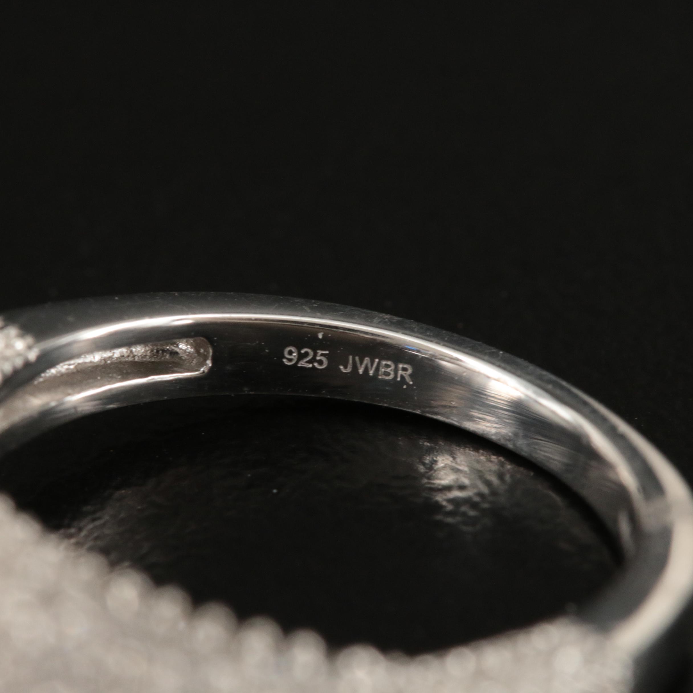 Sterling Sapphire Halo Ring