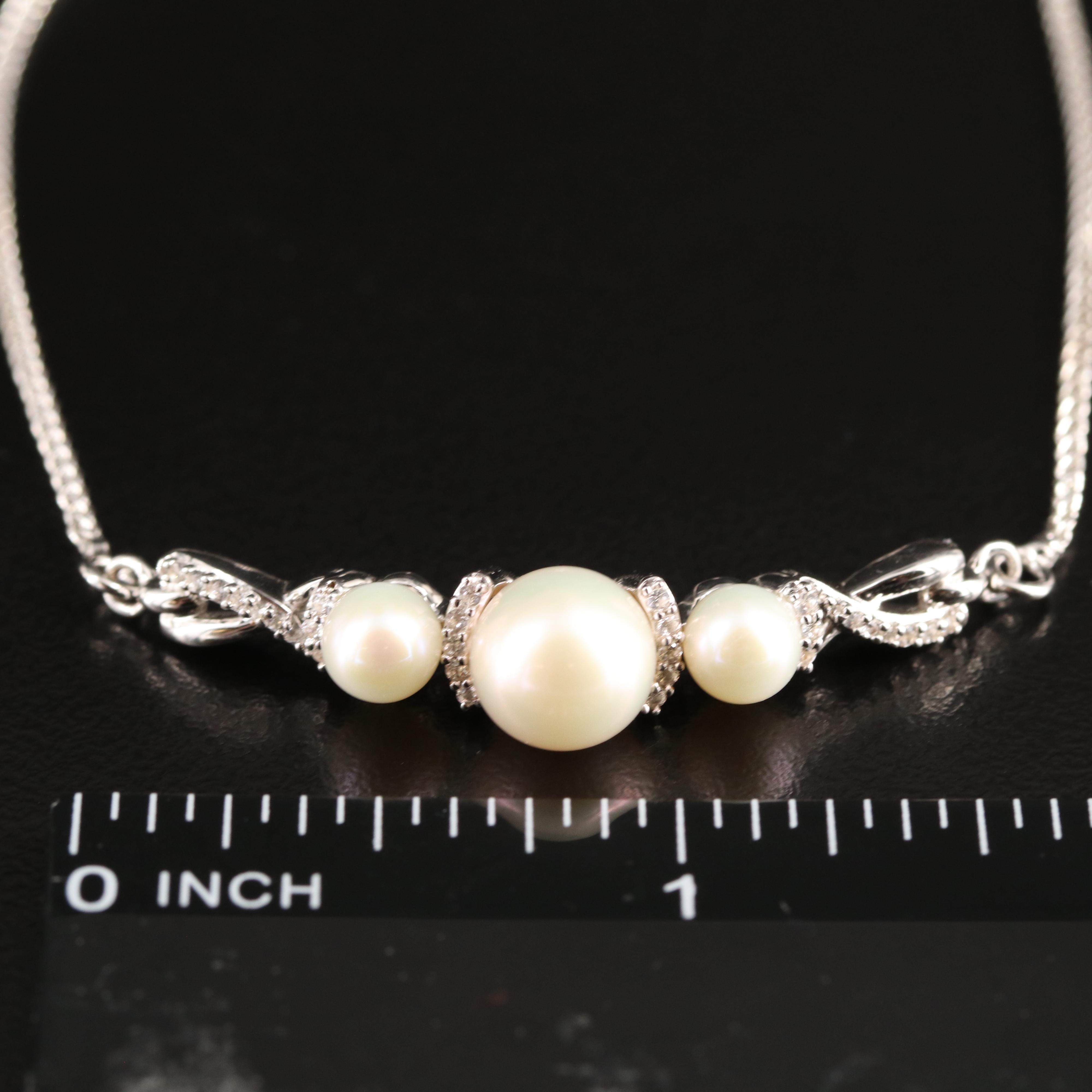 Sterling Pearl and Sapphire Bolo Bracelet