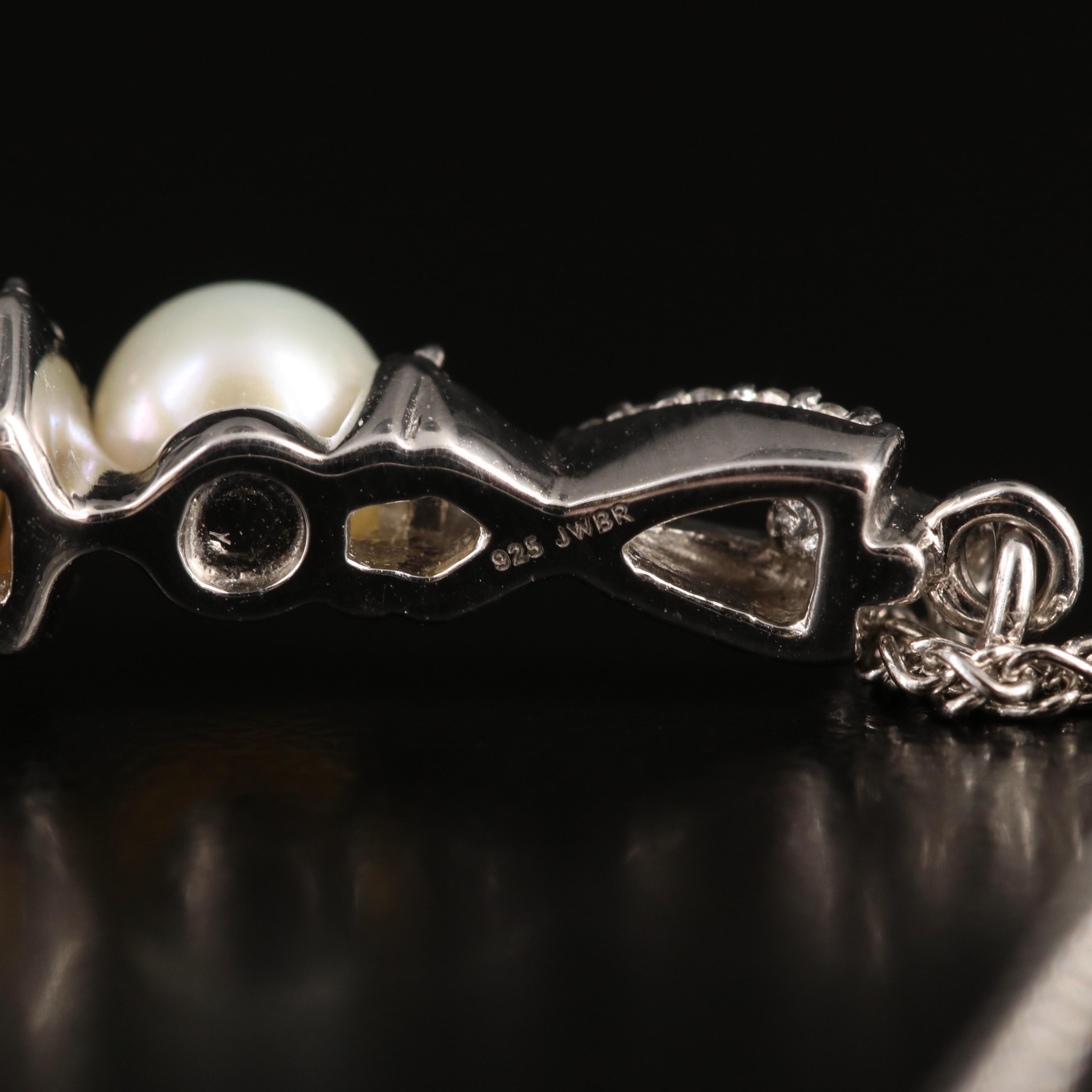 Sterling Pearl and Sapphire Bolo Bracelet