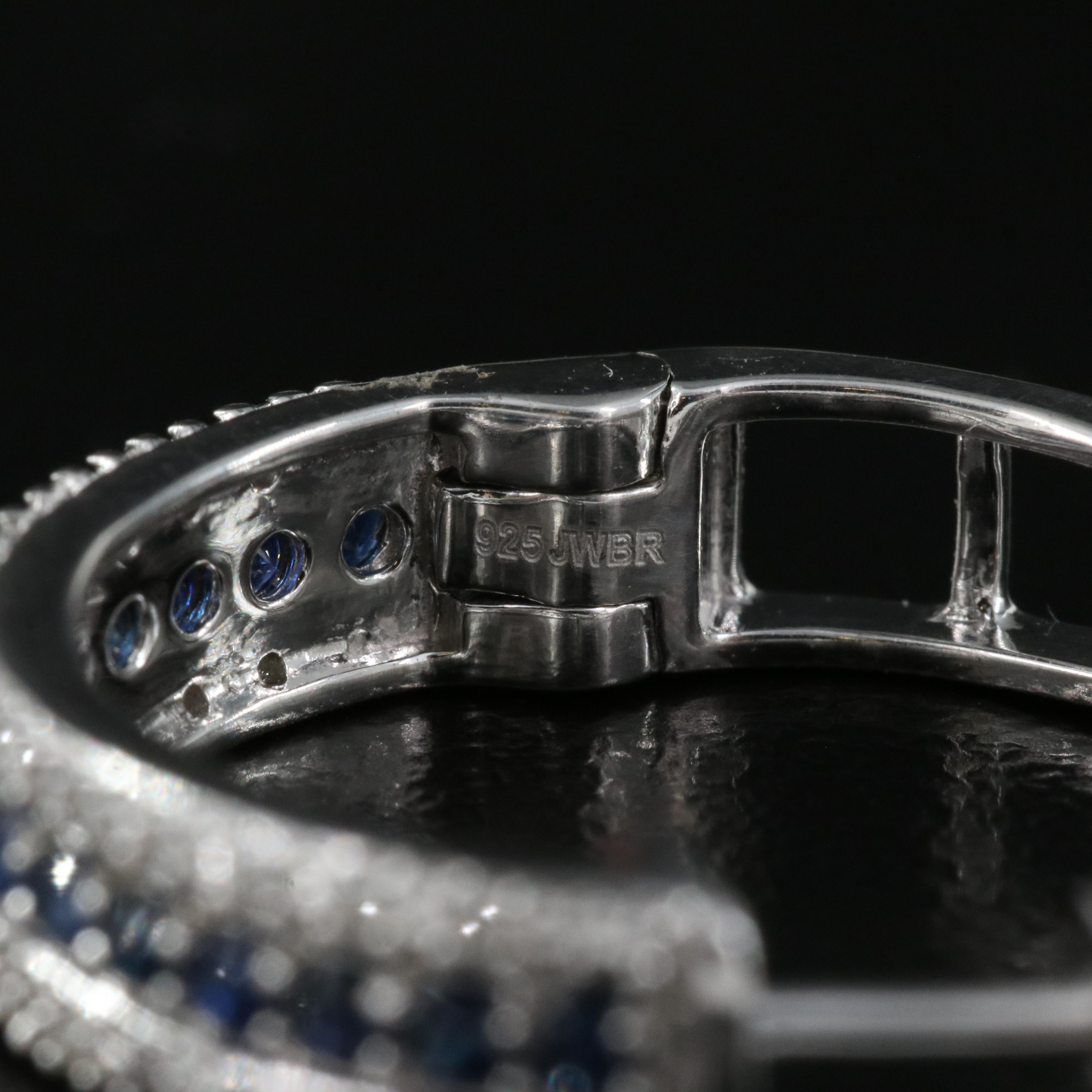Sterling Sapphire and Diamond Hoop Earrings