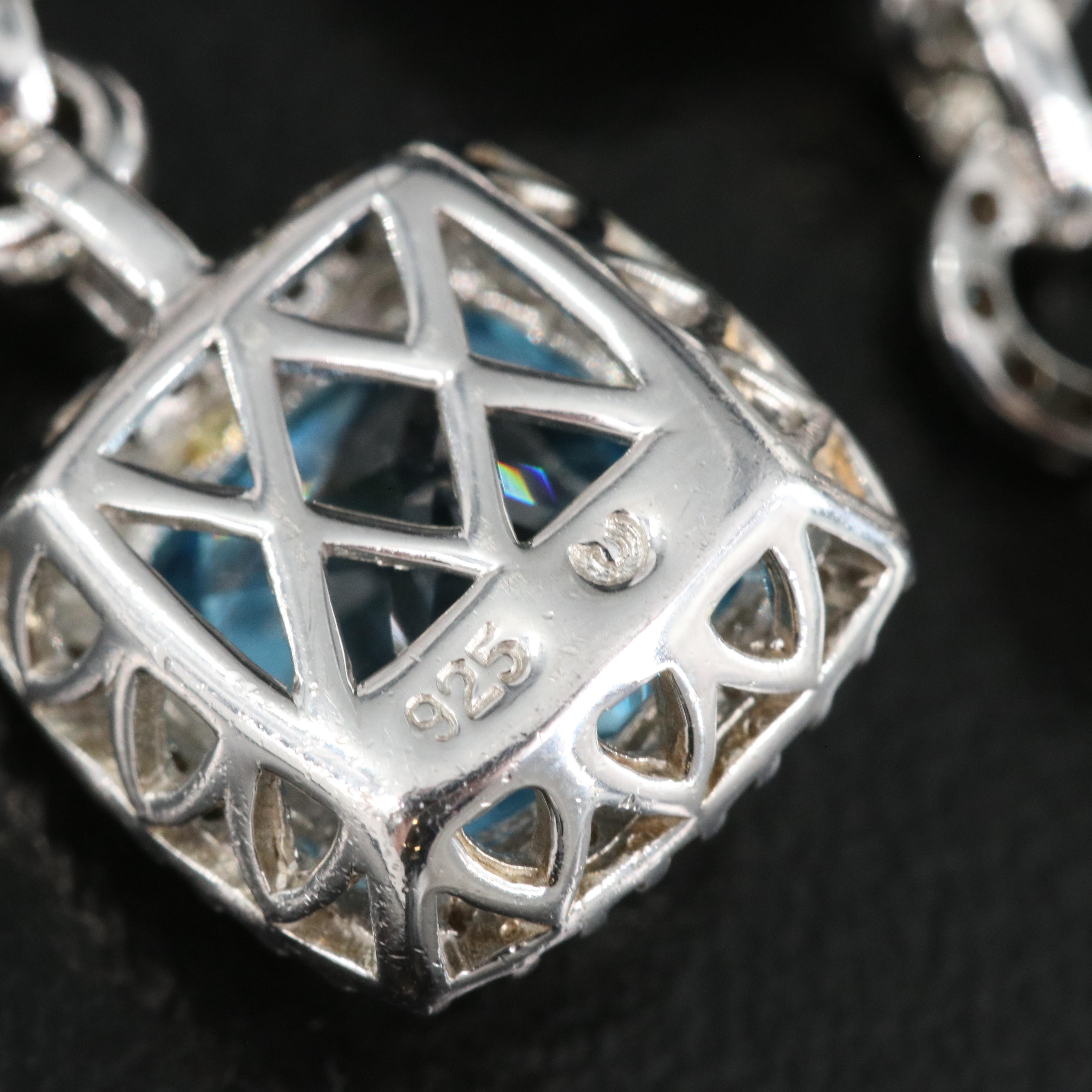 Sterling Topaz and Diamond Earrings