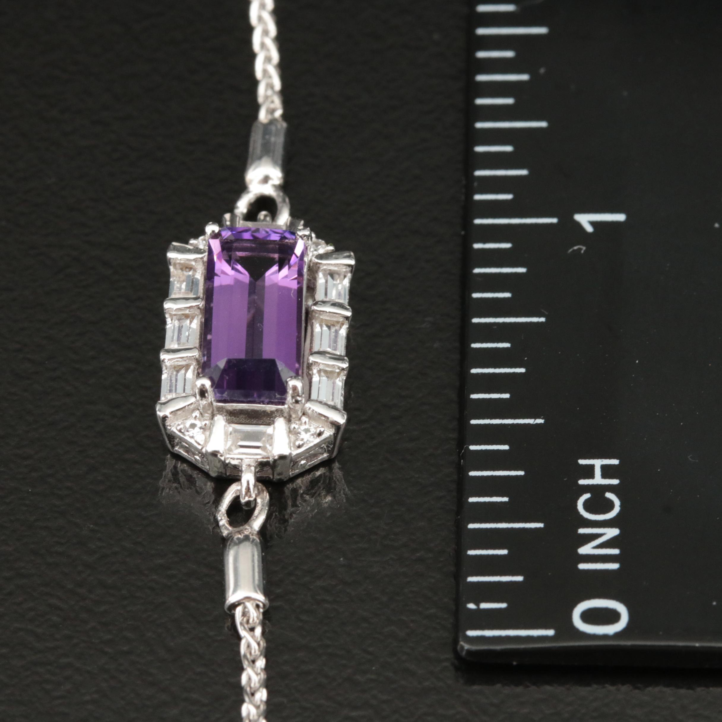 Sterling Amethyst and Sapphire Bolo Bracelet