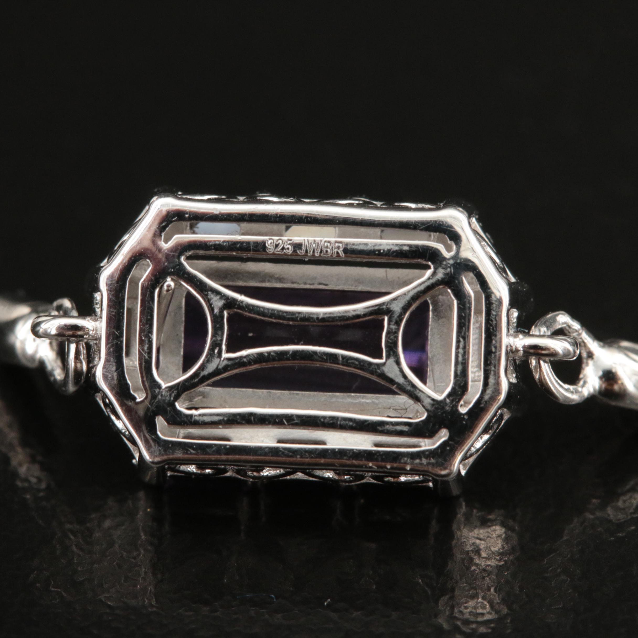 Sterling Amethyst and Sapphire Bolo Bracelet