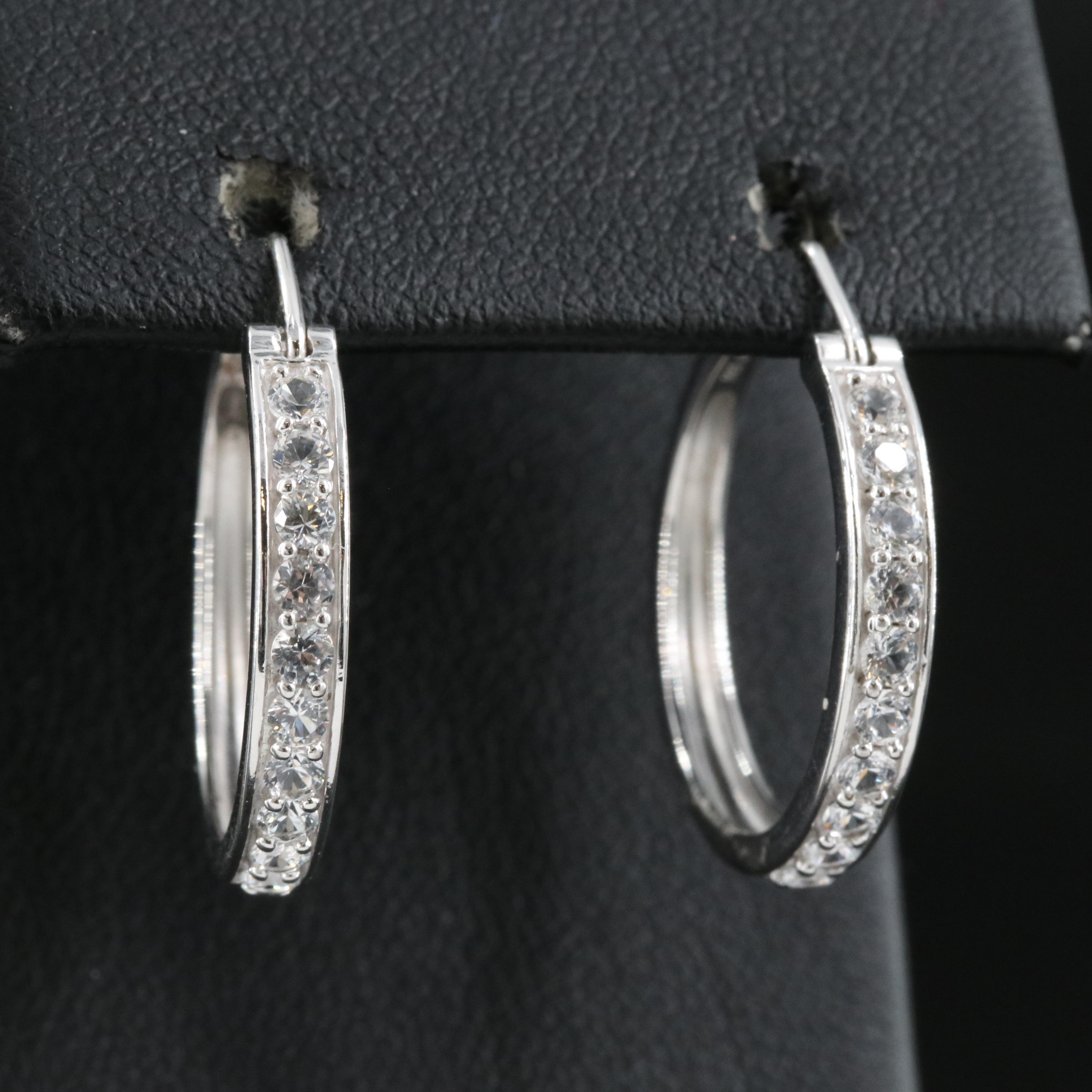 Sterling Sapphire Hoop Earrings