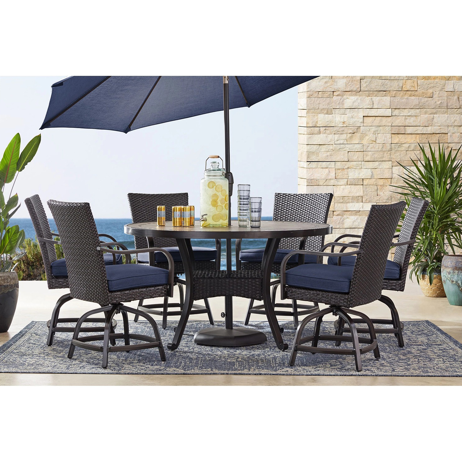 Member's Mark Heritage Collection Indigo 7-Piece Balcony Dining Set