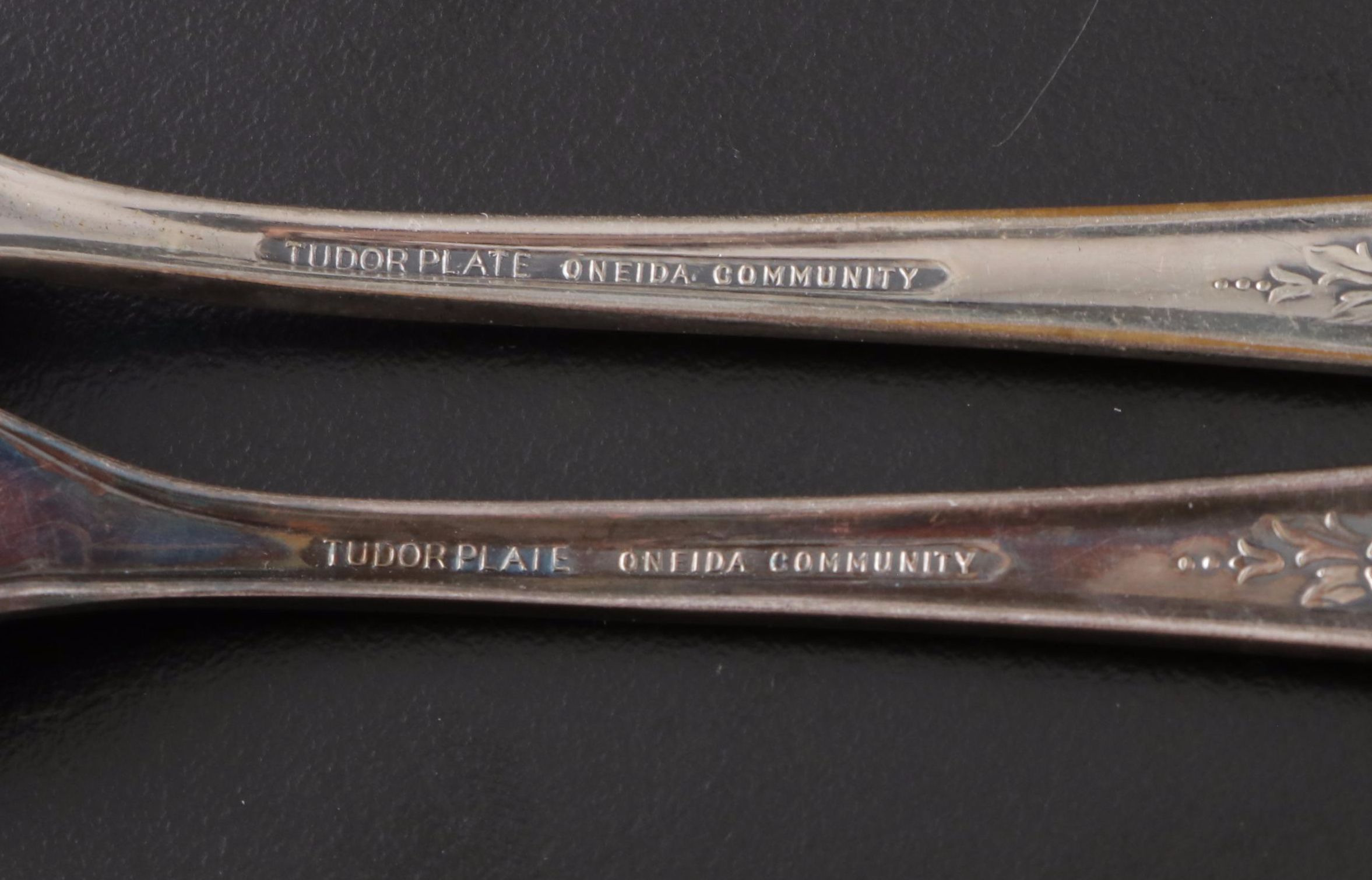 Oneida Silver Plate Flatware Service with Rose Ornamented Handles