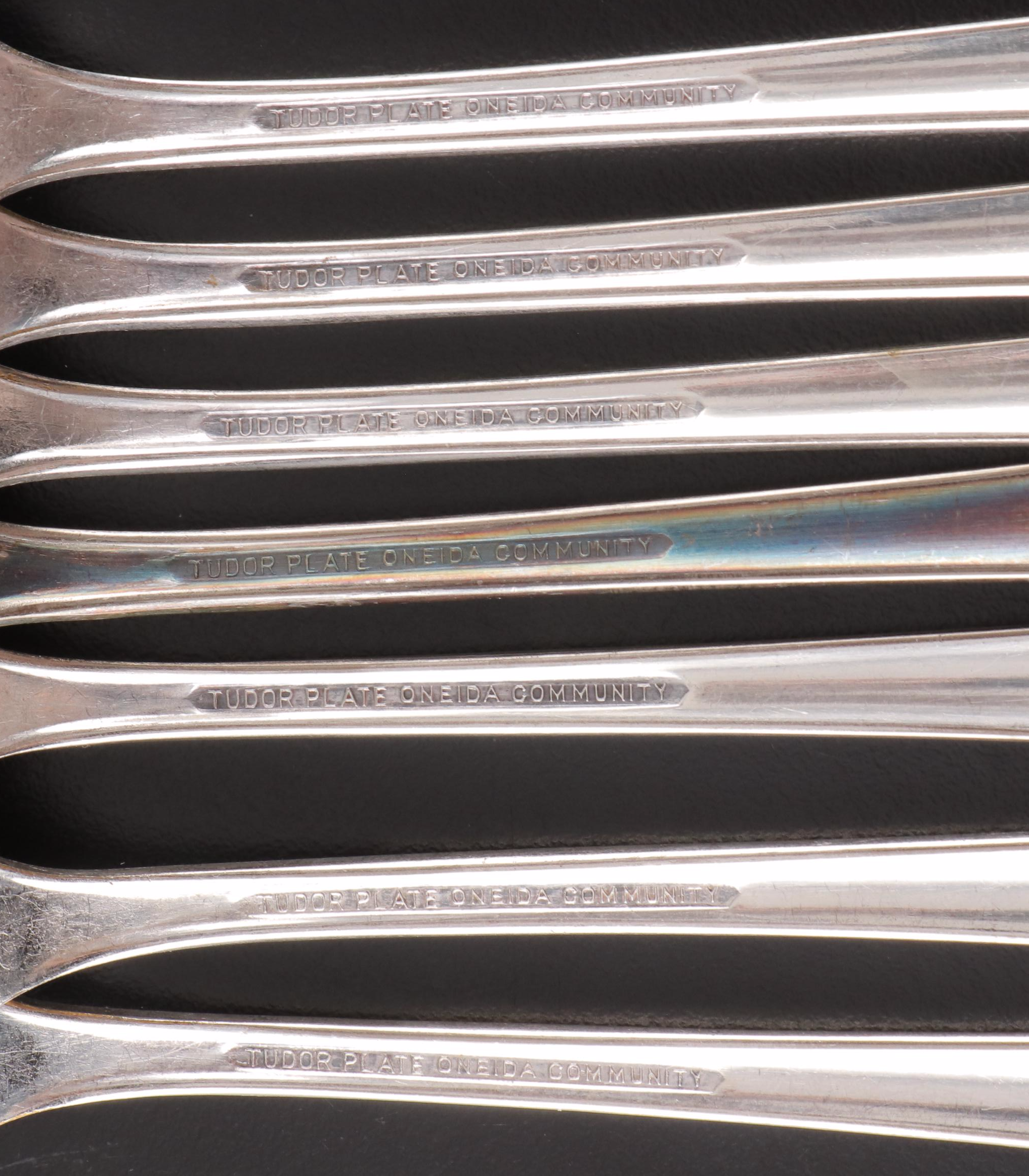 Oneida Silver Plate Flatware Service with Rose Ornamented Handles