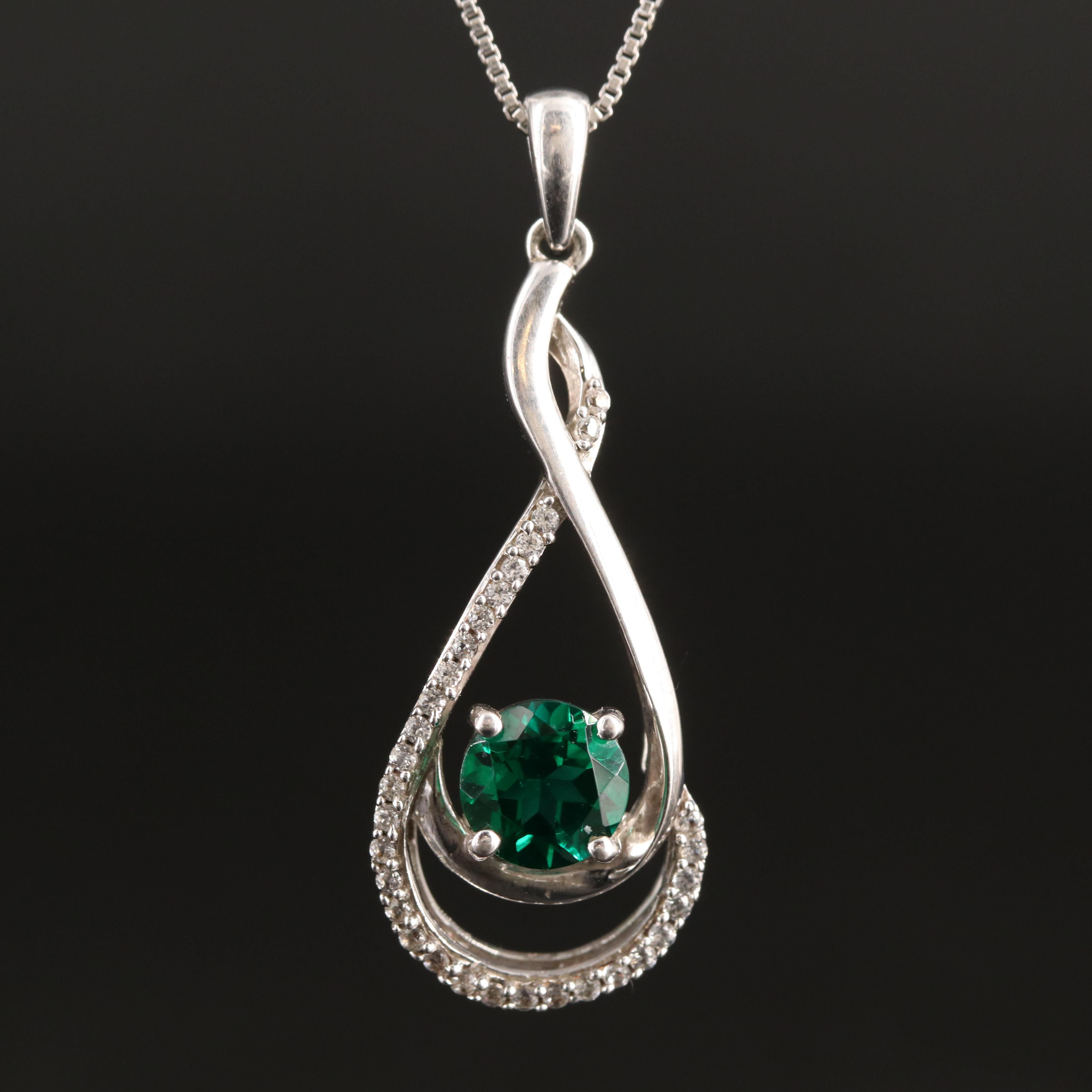 Sterling Emerald and Sapphire Necklace