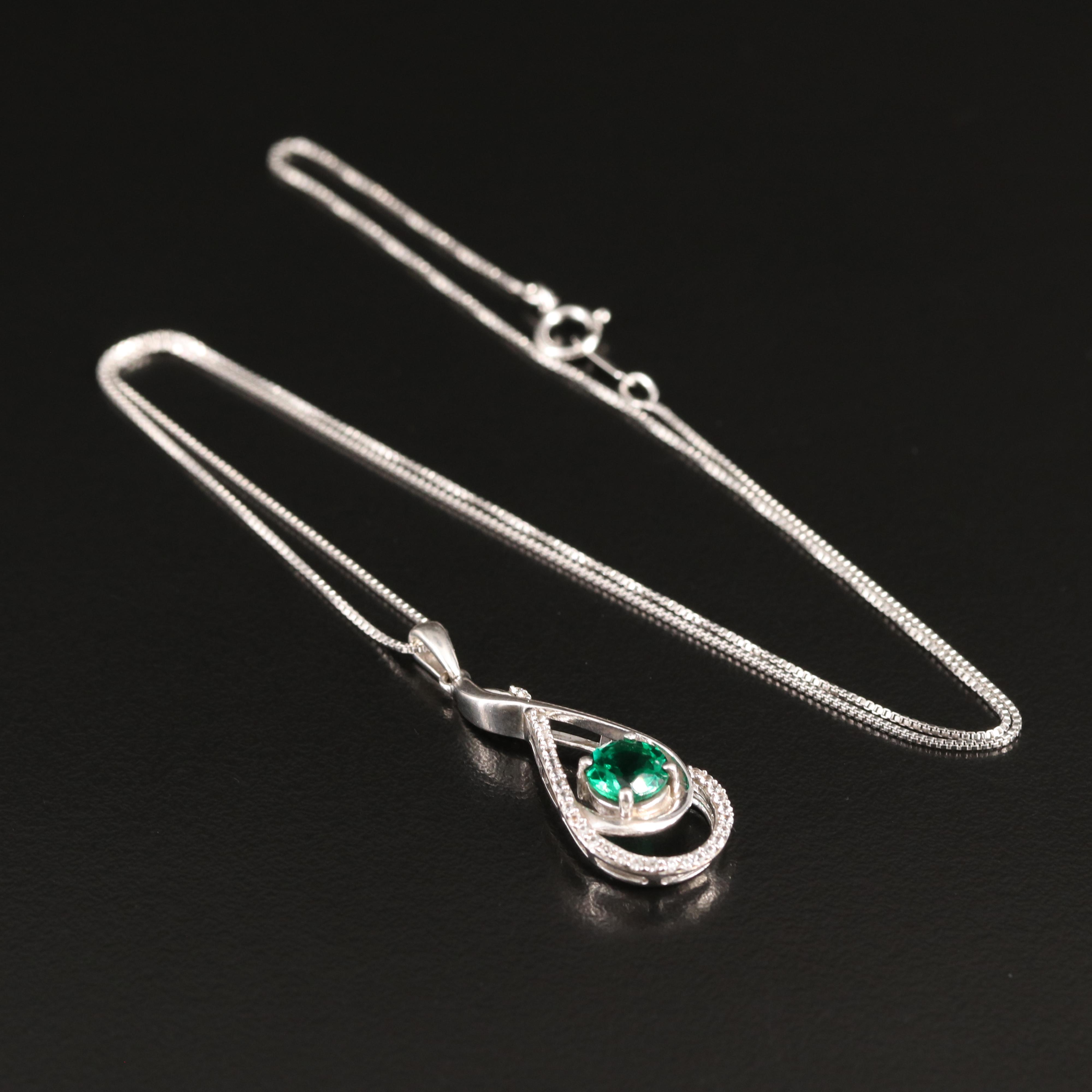 Sterling Emerald and Sapphire Necklace