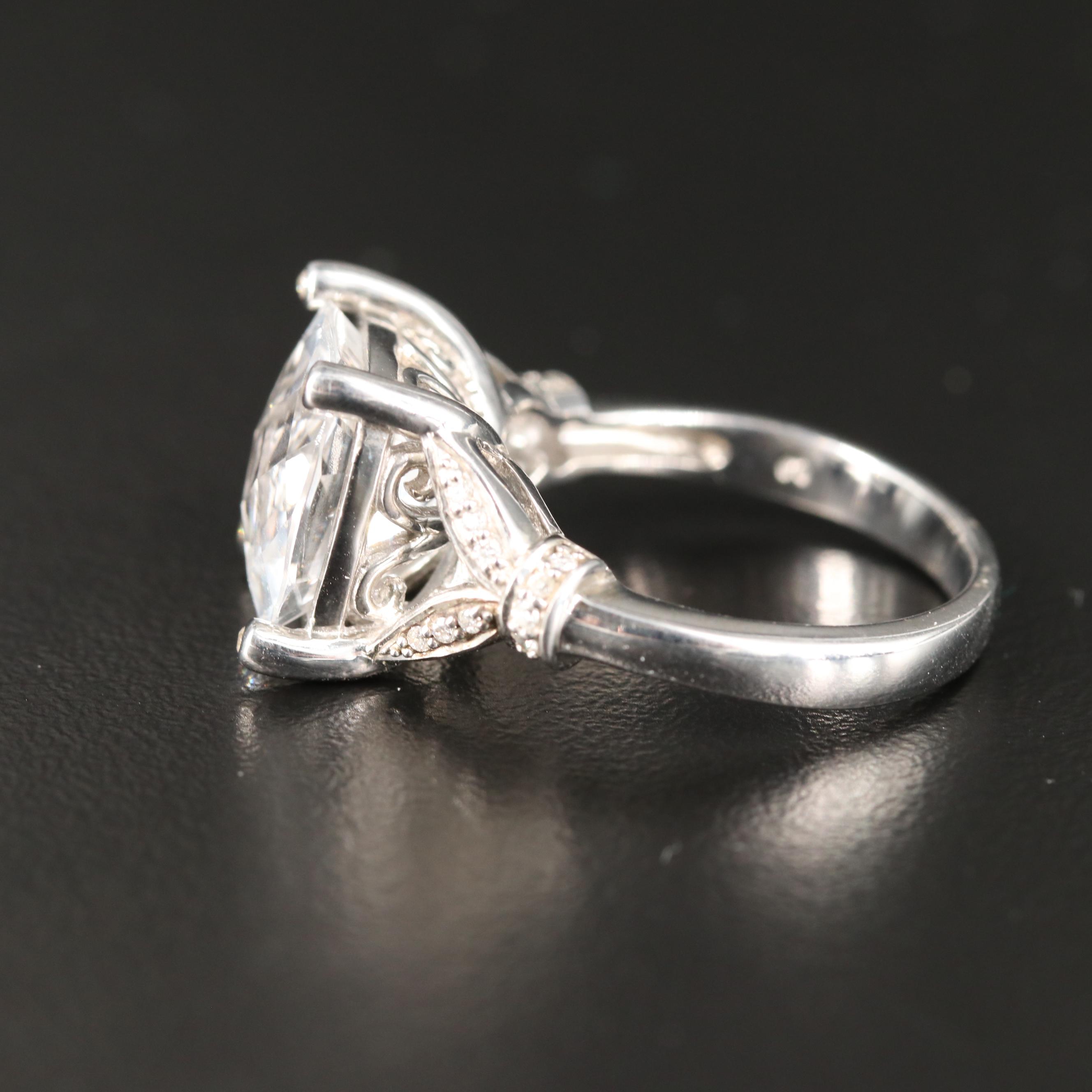 Sterling Topaz Ring with Diamond Accented Shoulders