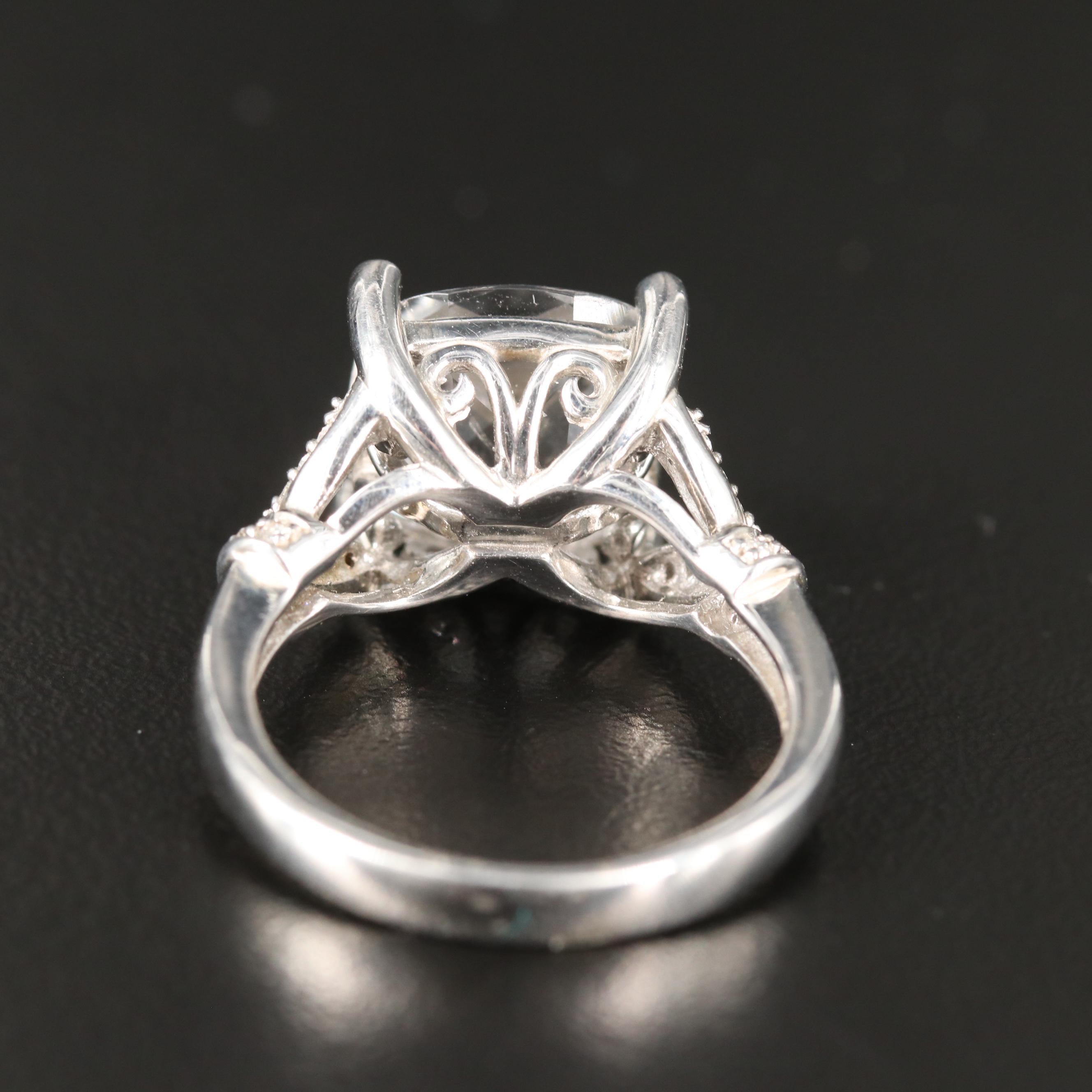 Sterling Topaz Ring with Diamond Accented Shoulders
