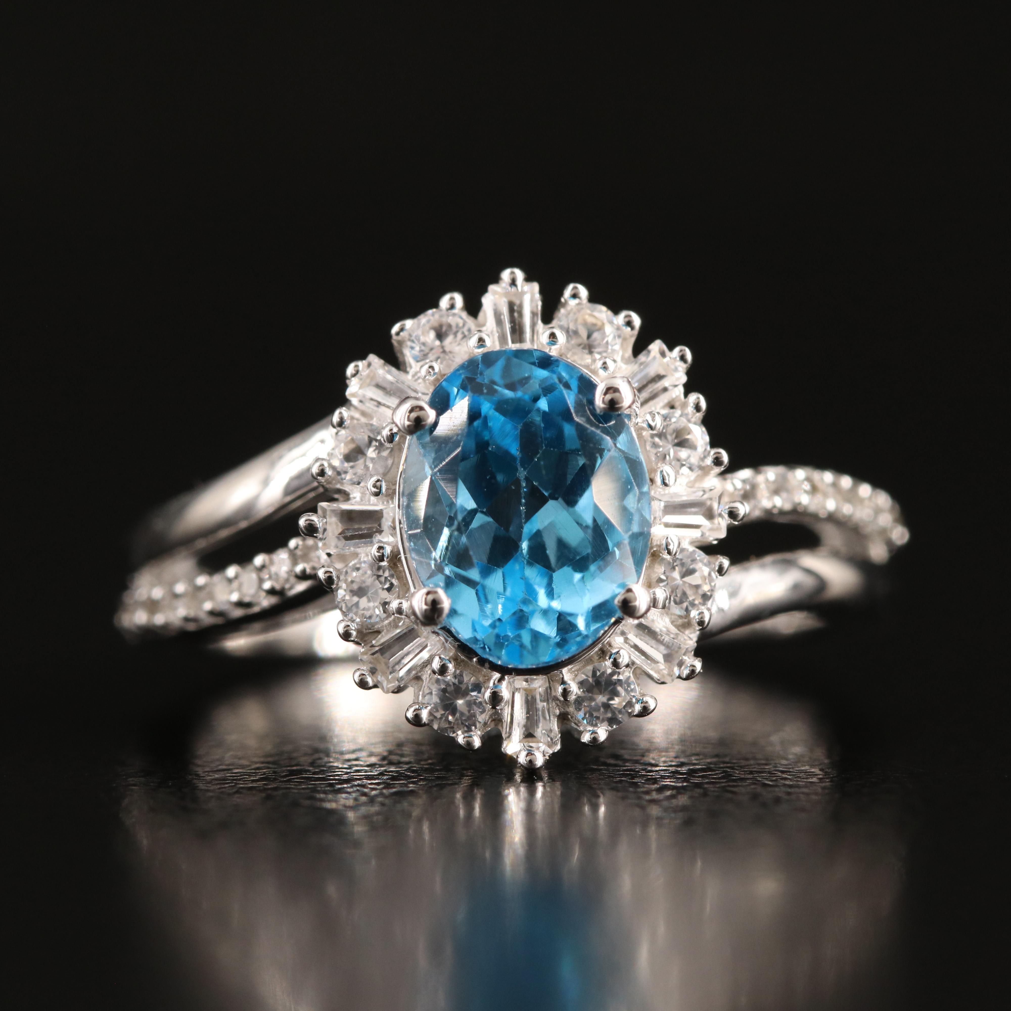 Sterling Sky Blue Topaz and White Sapphire Ring