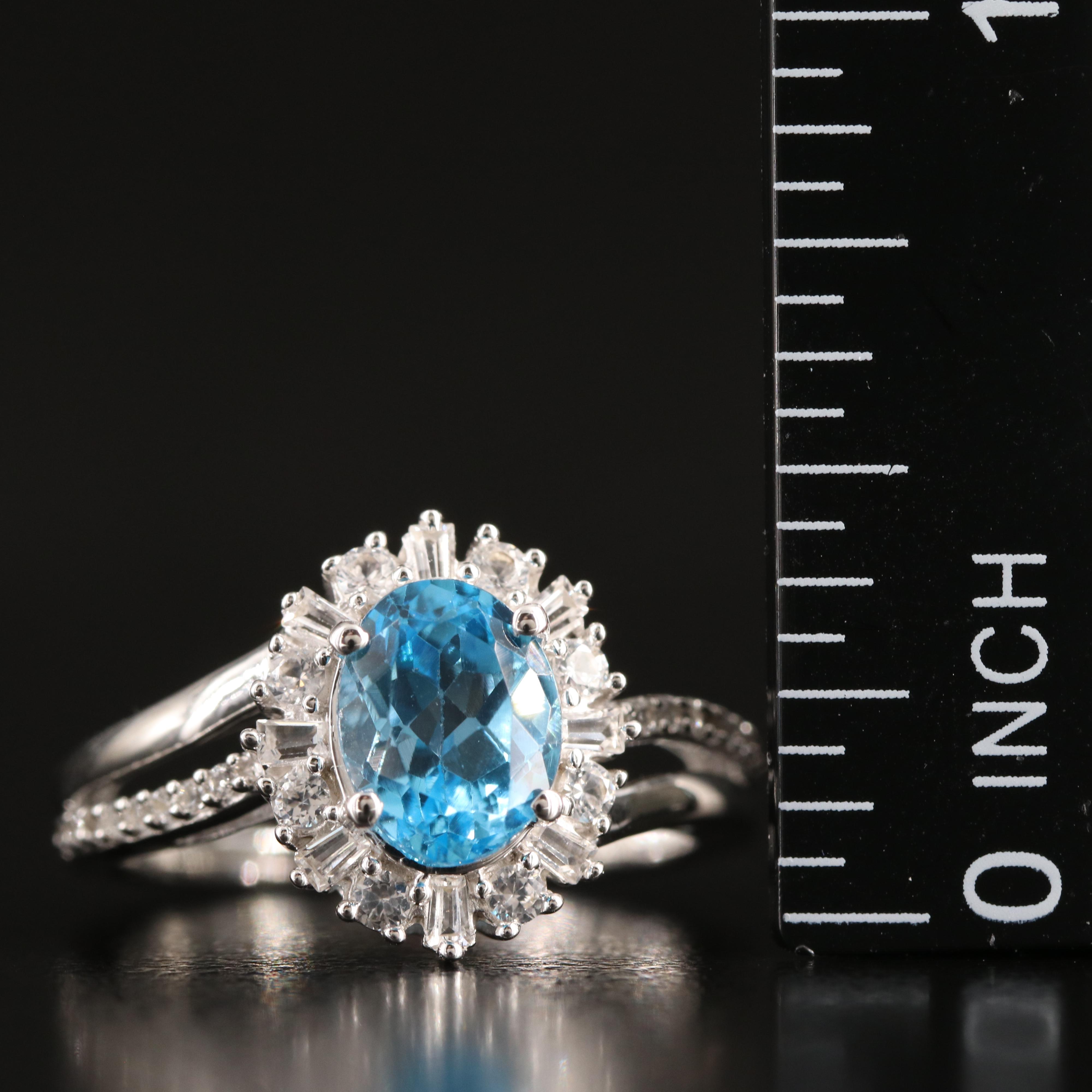 Sterling Sky Blue Topaz and White Sapphire Ring