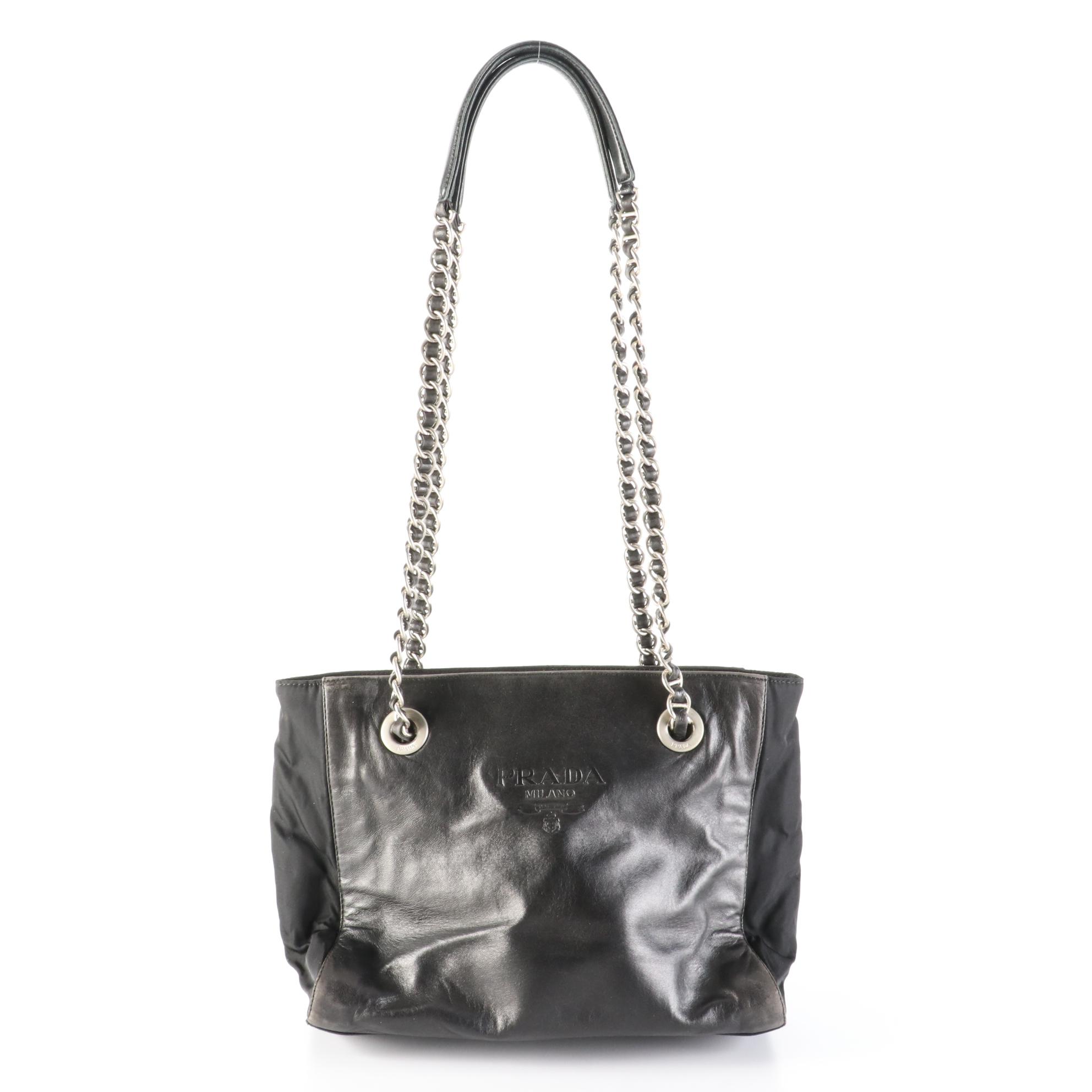 Prada Leather and Nylon Chain Strap Shoulder Bag