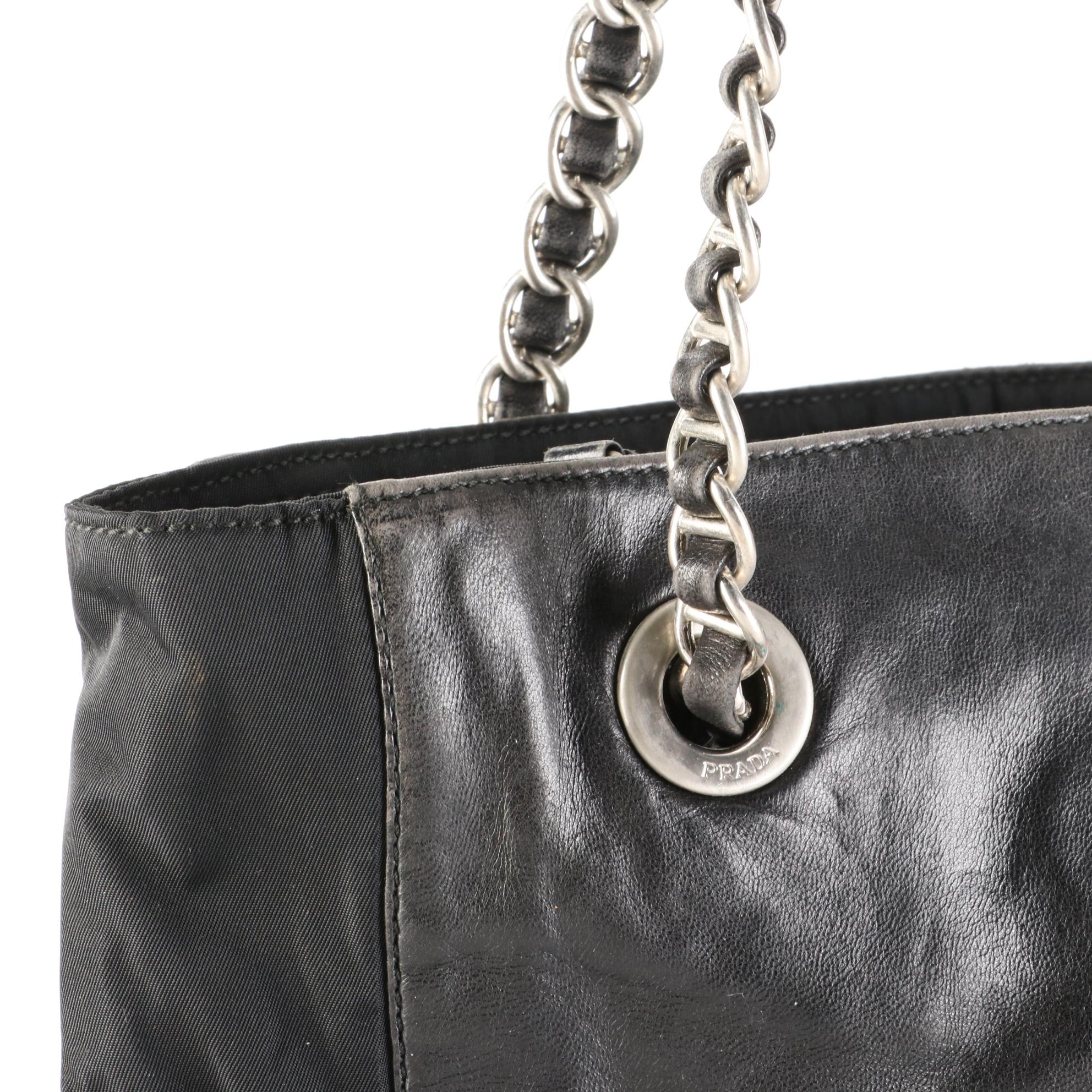 Prada Leather and Nylon Chain Strap Shoulder Bag