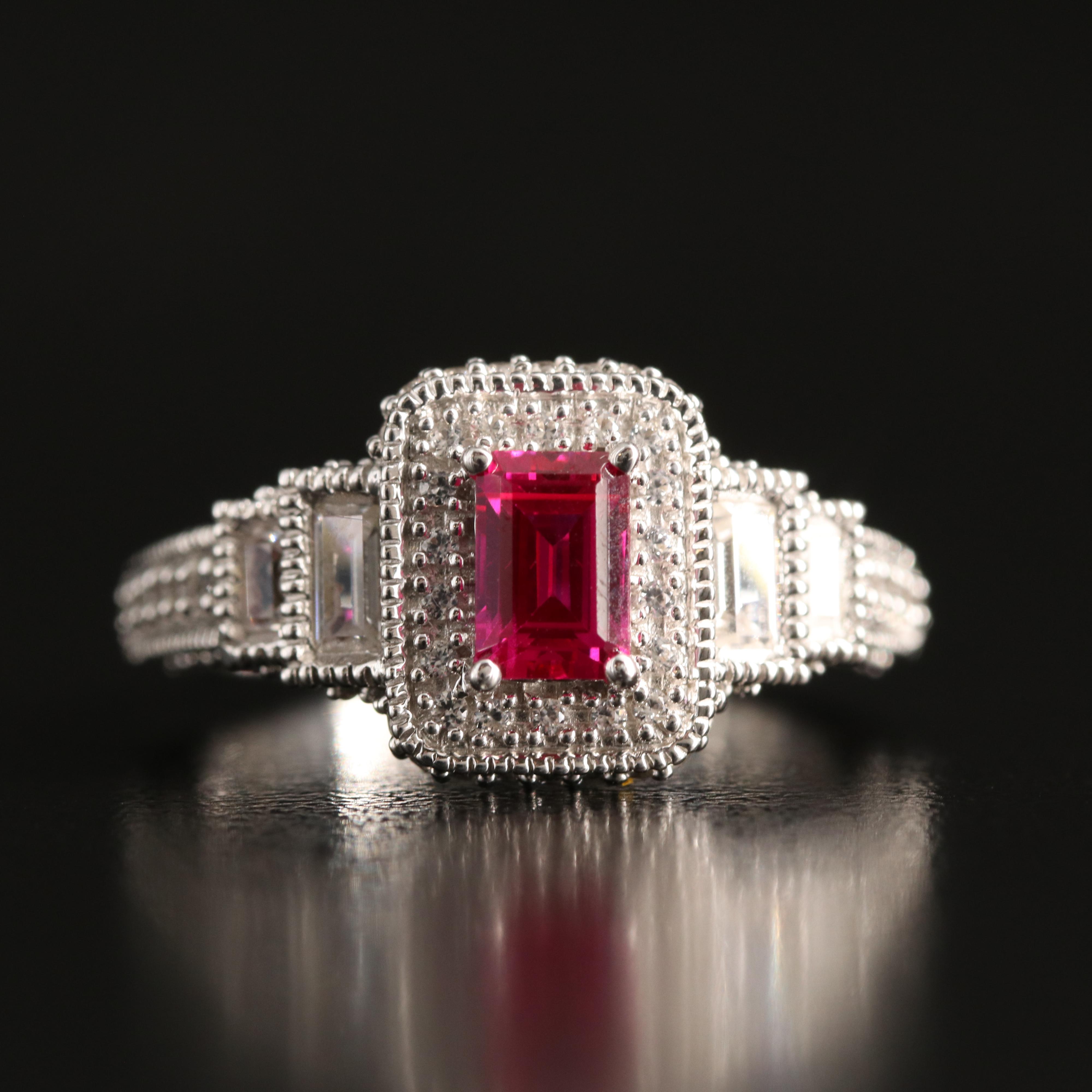 Sterling Ruby and White Sapphire Ring
