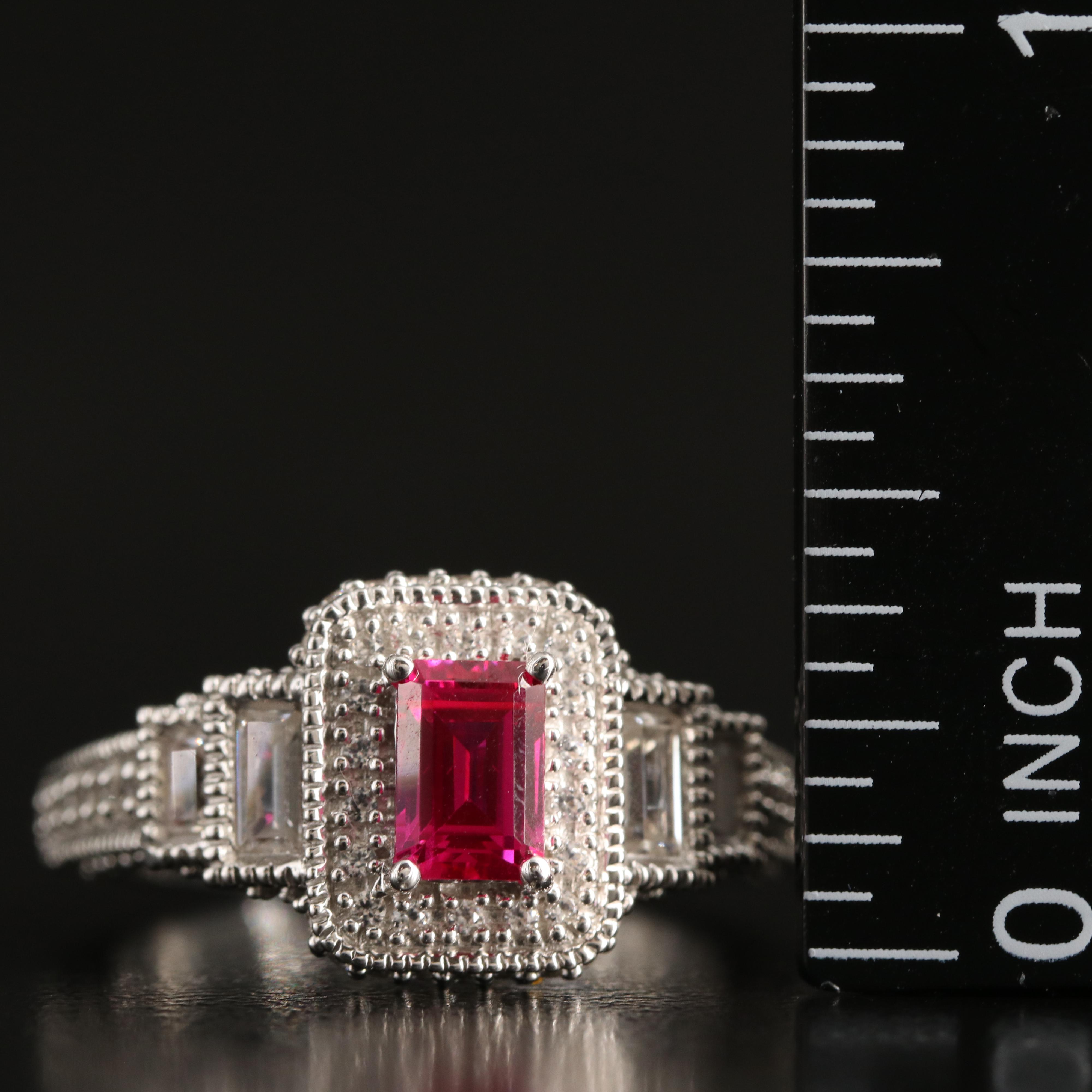 Sterling Ruby and White Sapphire Ring