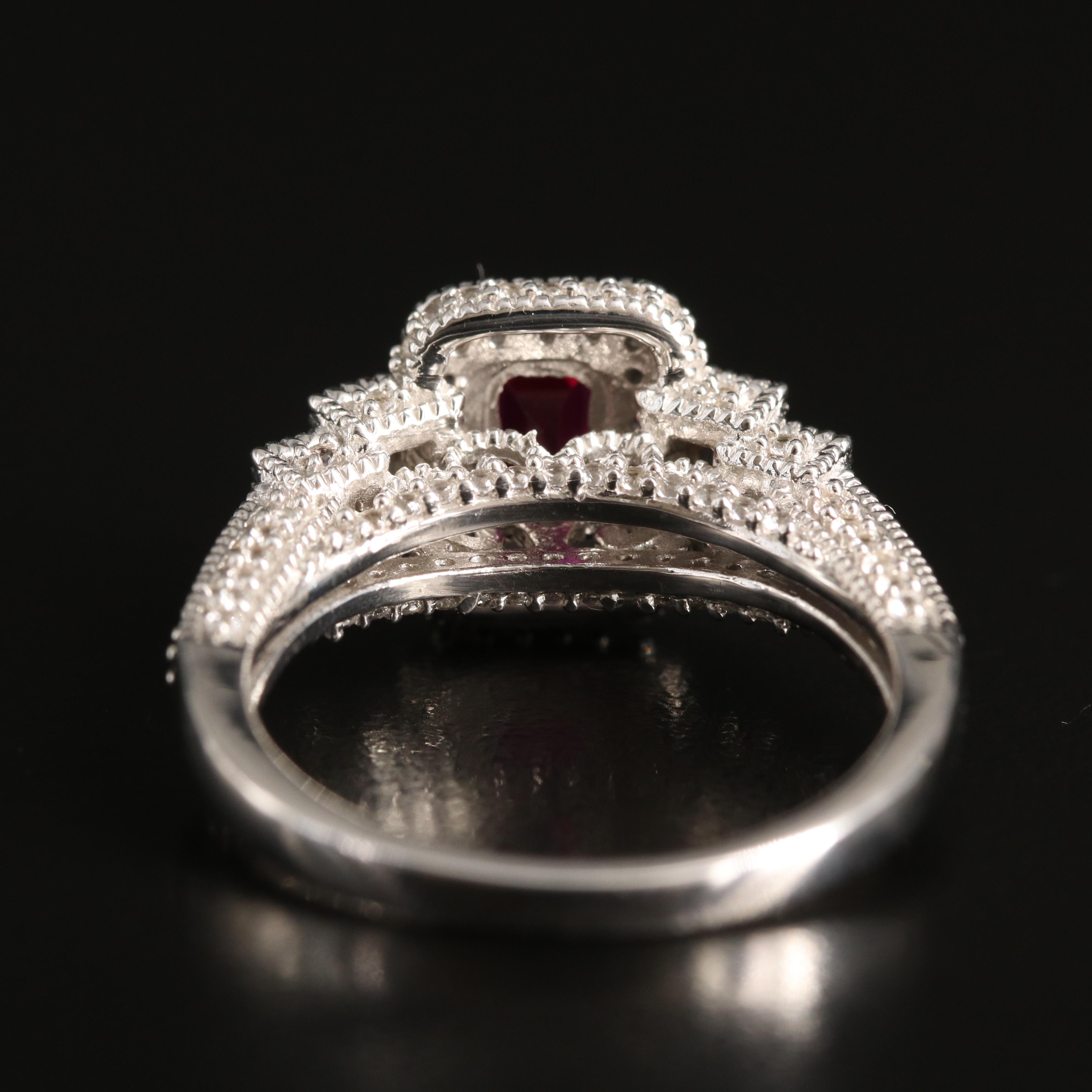 Sterling Ruby and White Sapphire Ring