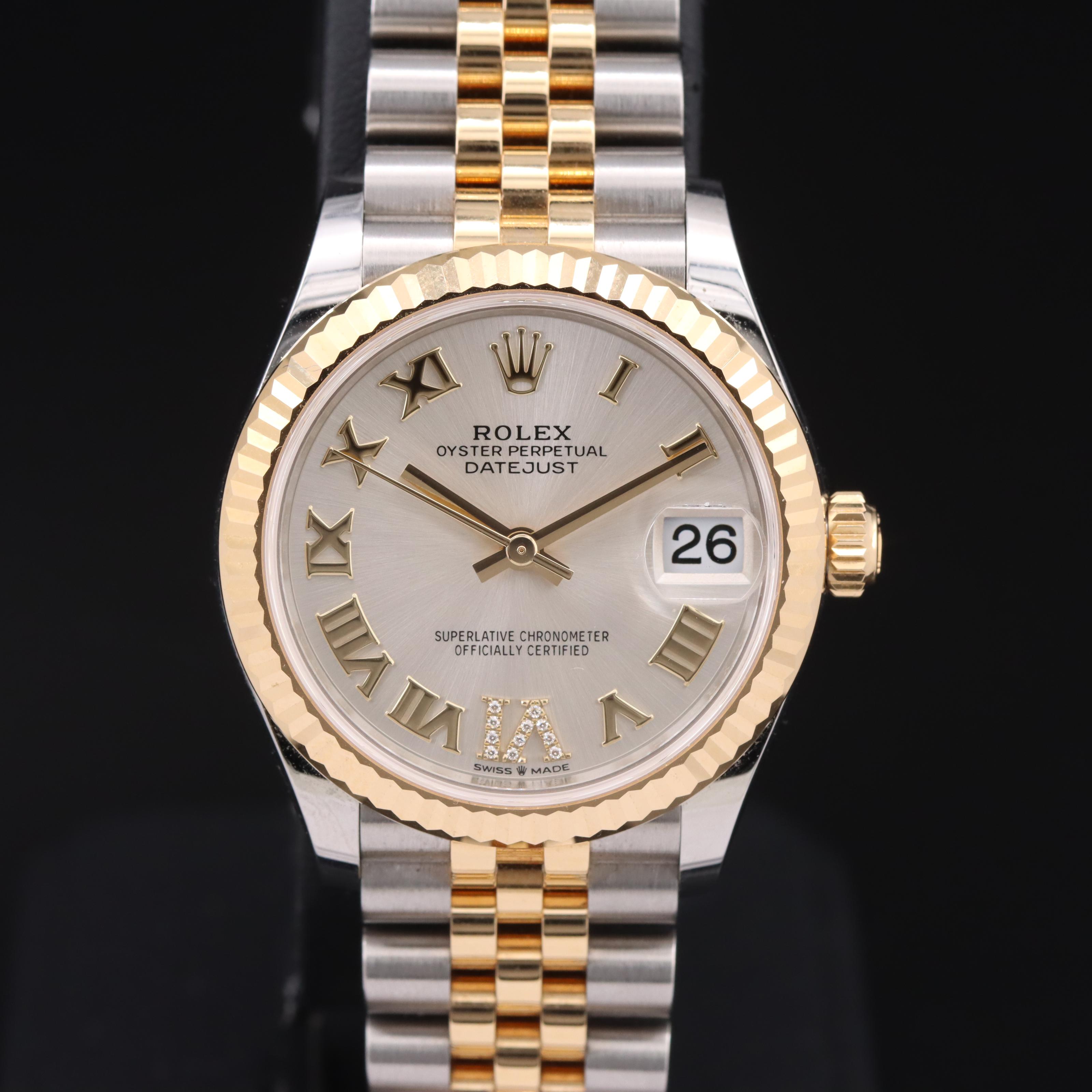 Rolex Oyster Perpetual Factory Diamond Set Dial Datejust 31 Watch