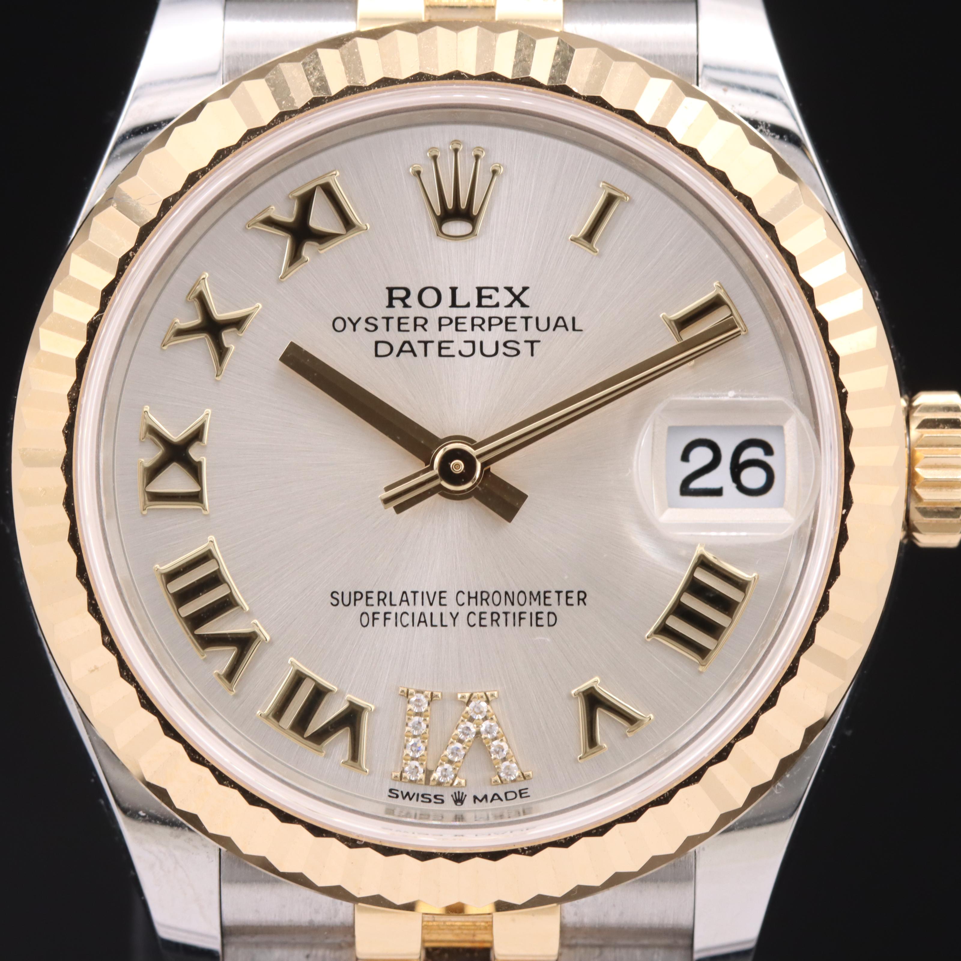 Rolex Oyster Perpetual Factory Diamond Set Dial Datejust 31 Watch