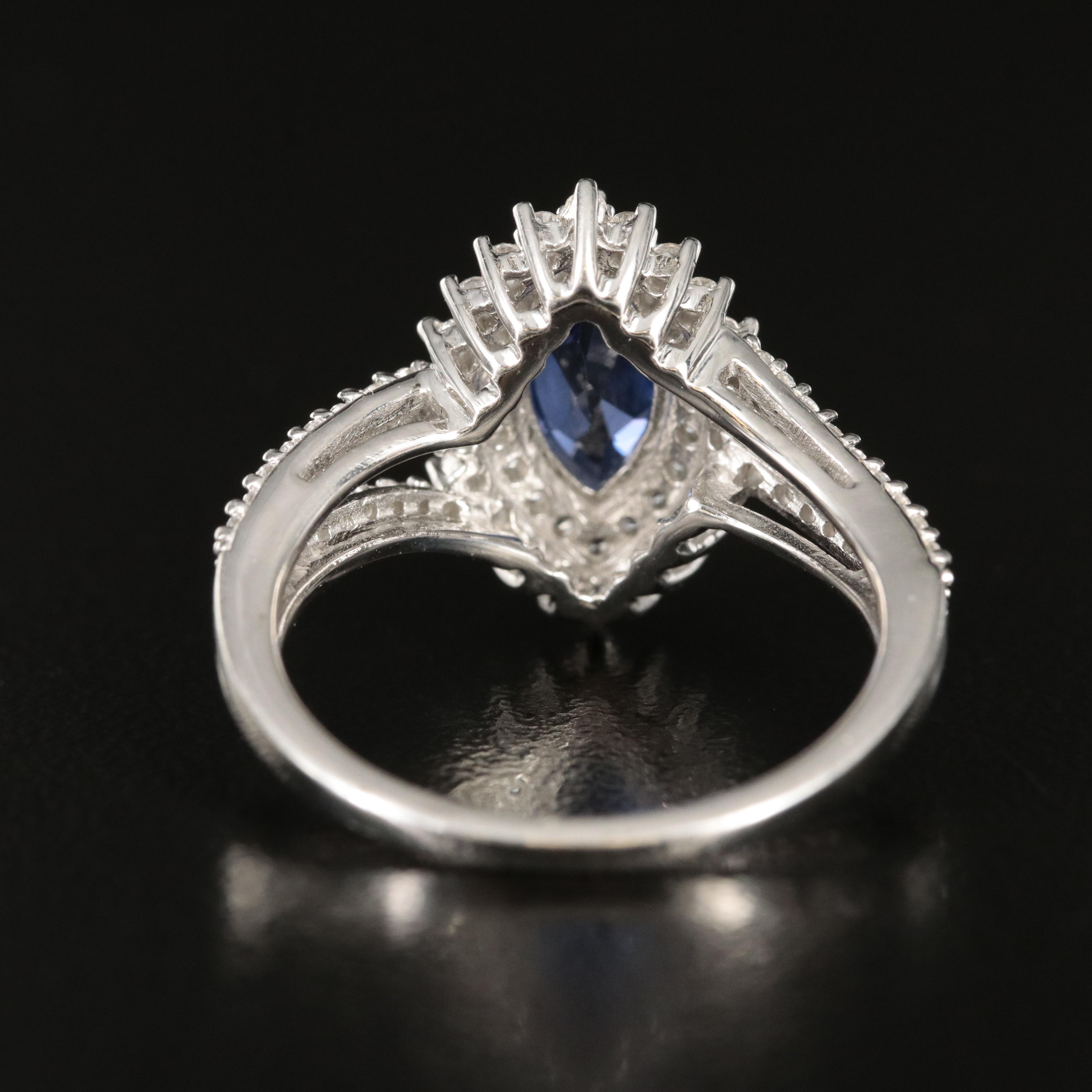 Sterling Sapphire Navette Ring
