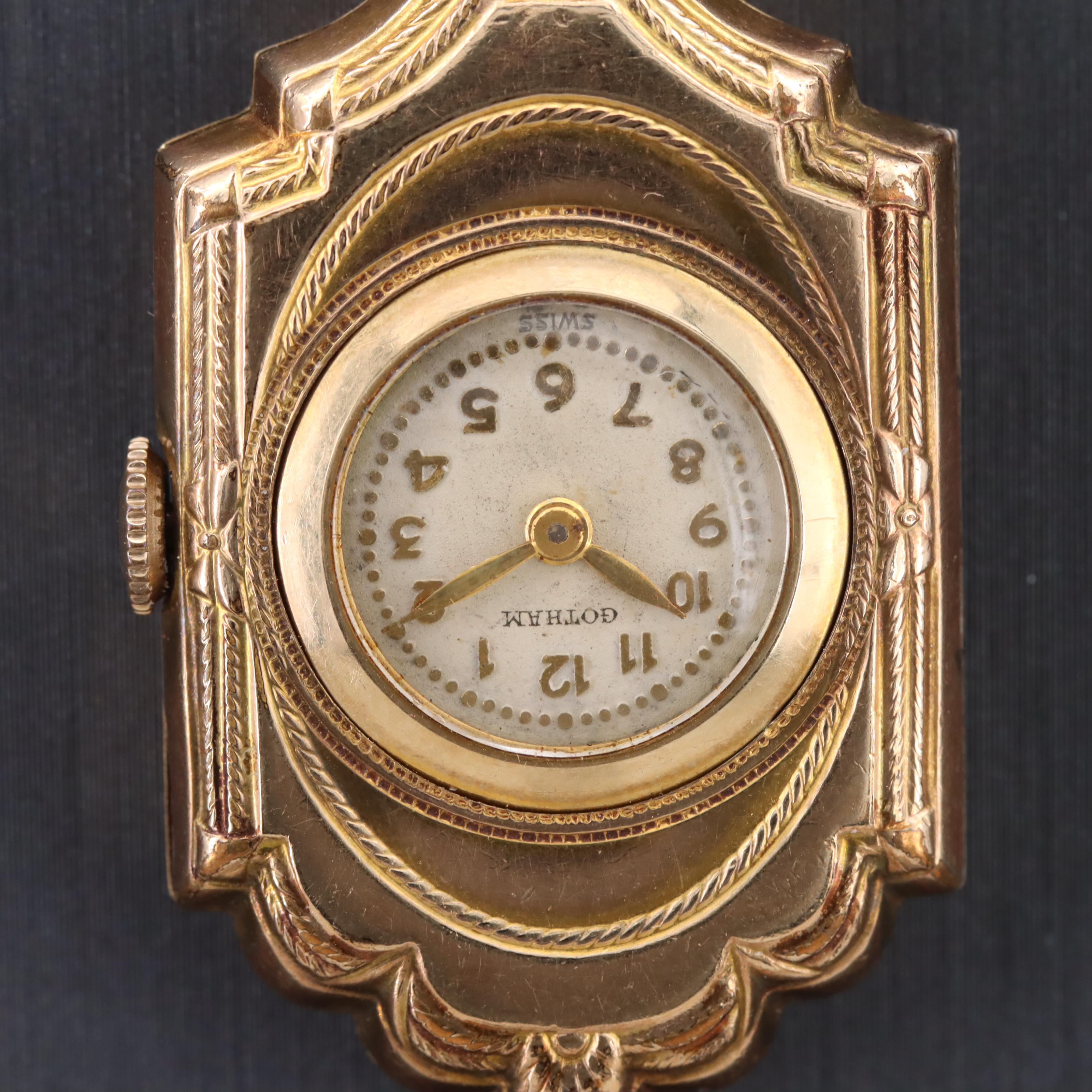 Swiss Gotham Pendant Watch and Gold-Filled Crucifix Locket