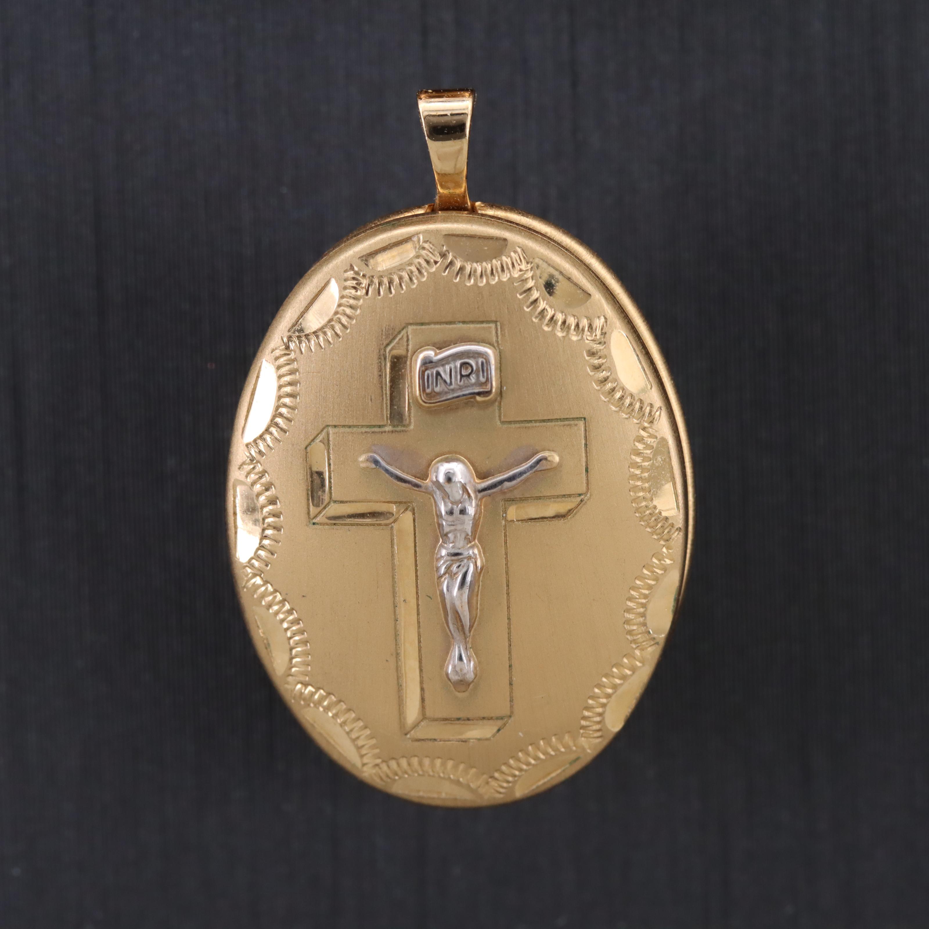Swiss Gotham Pendant Watch and Gold-Filled Crucifix Locket
