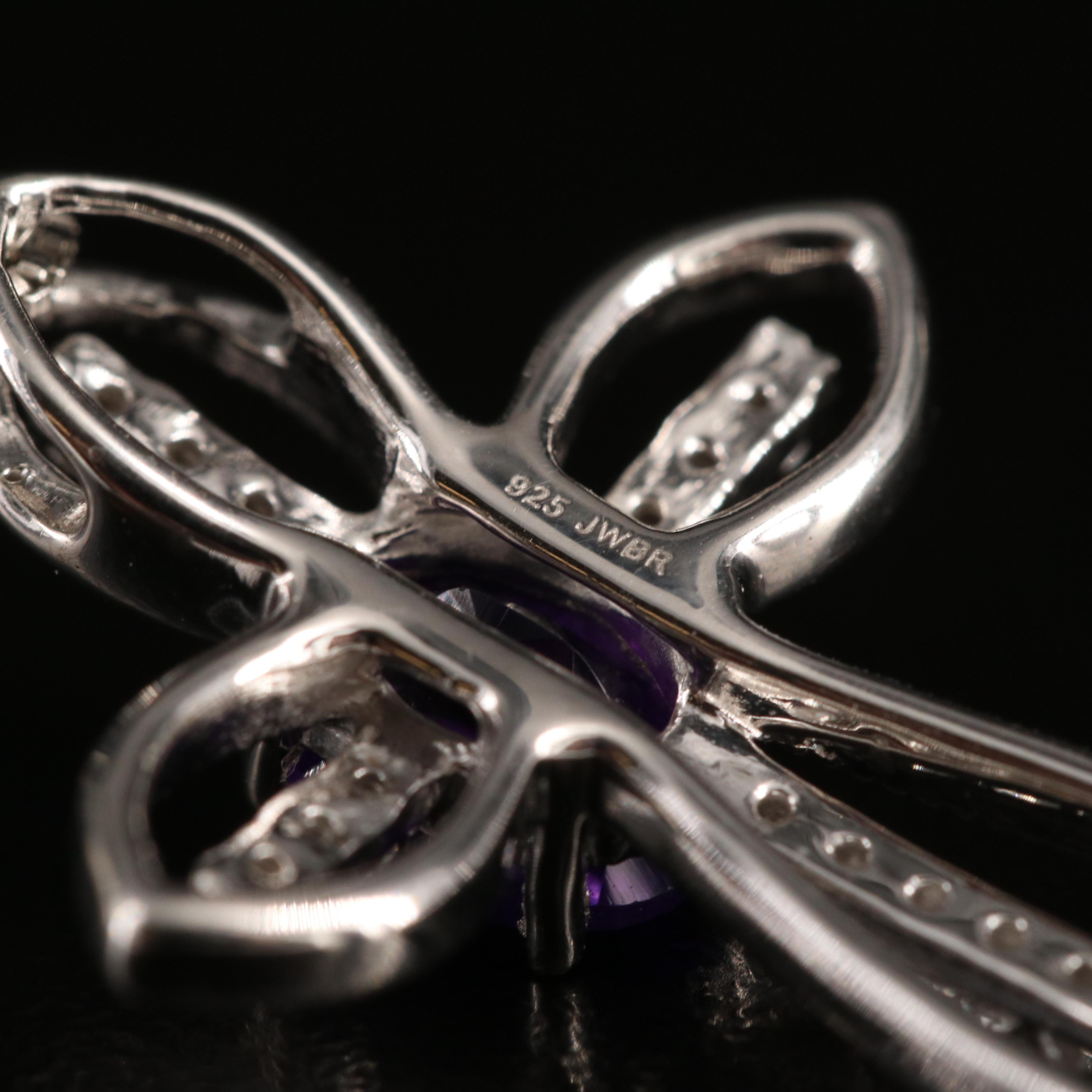 Sterling Amethyst and White Sapphire Cross Necklace