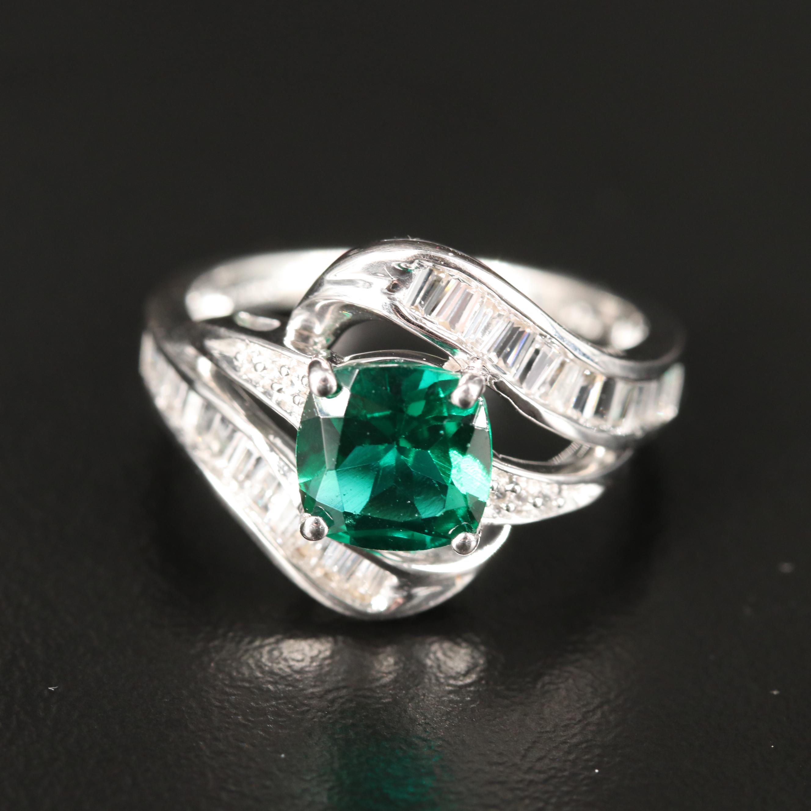 Sterling Emerald and Sapphire Ring