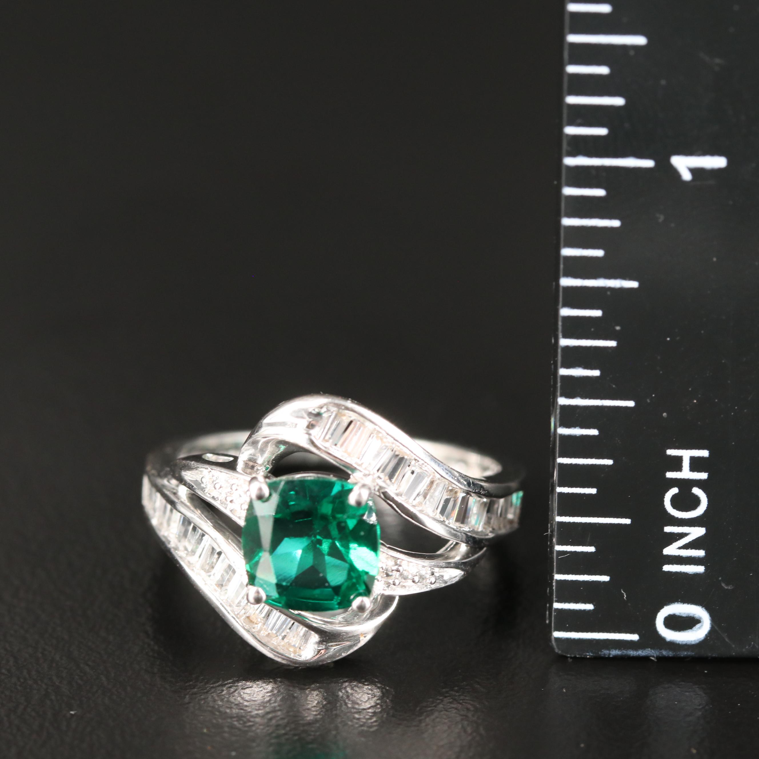 Sterling Emerald and Sapphire Ring