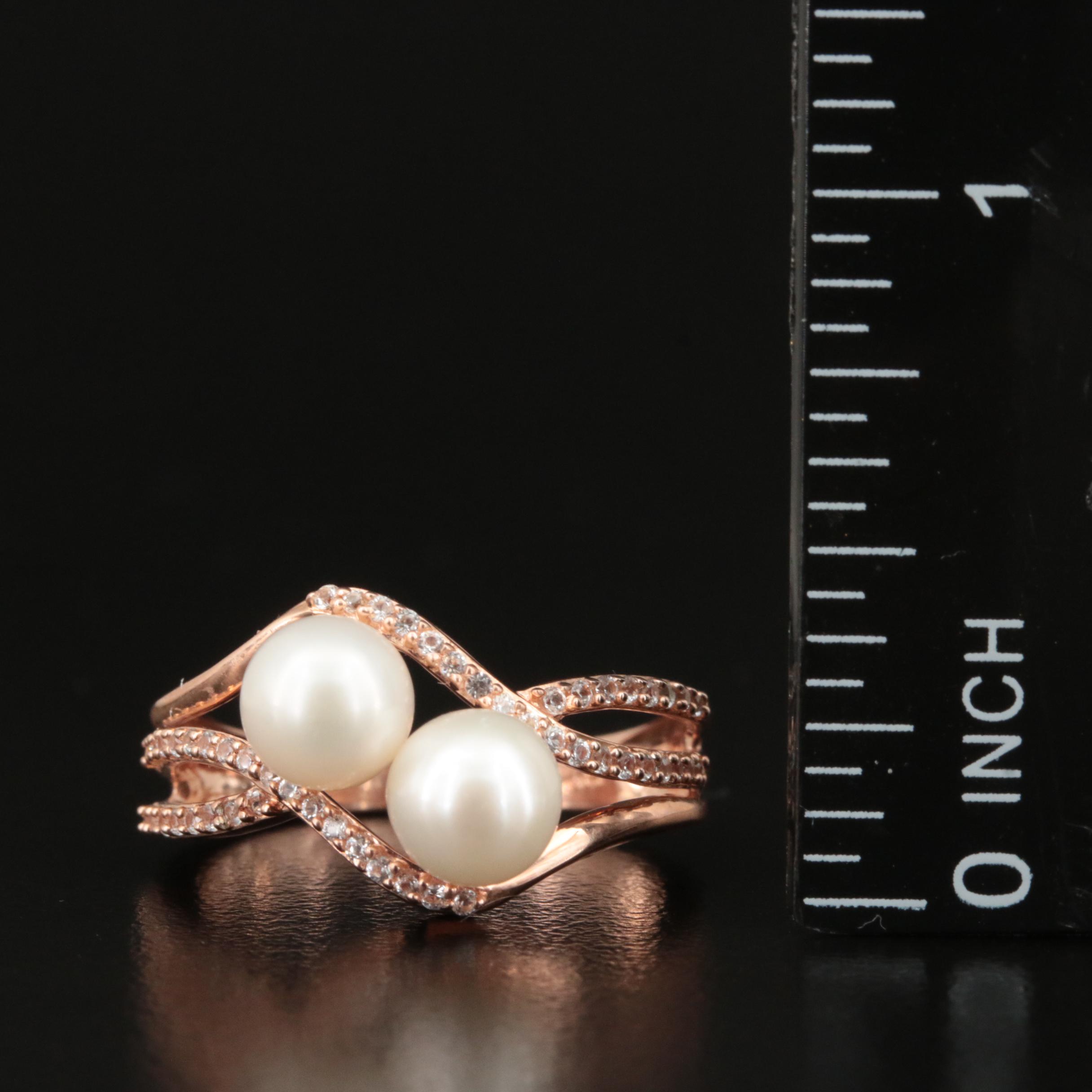 Sterling Pearl and Sapphire Ring