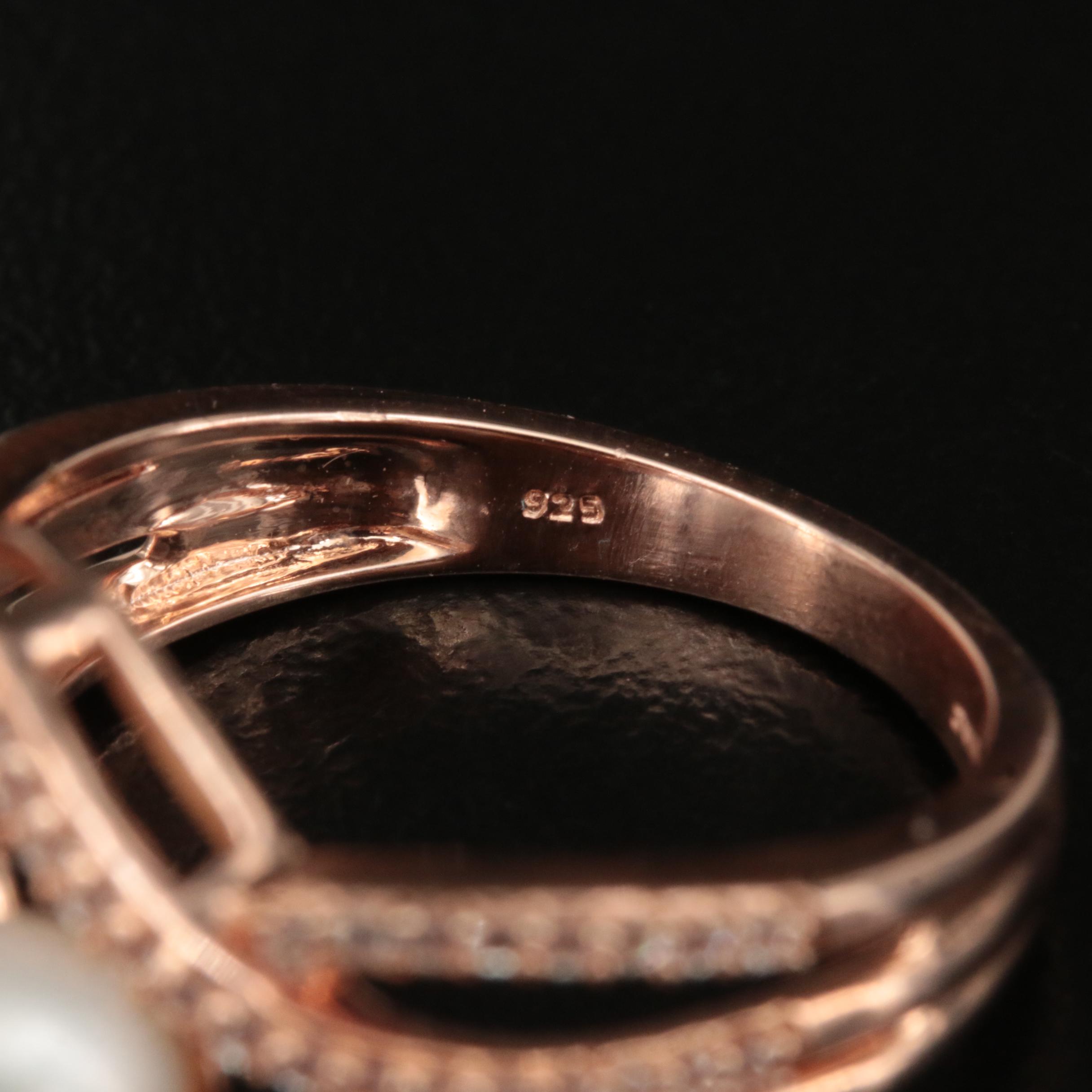 Sterling Pearl and Sapphire Ring