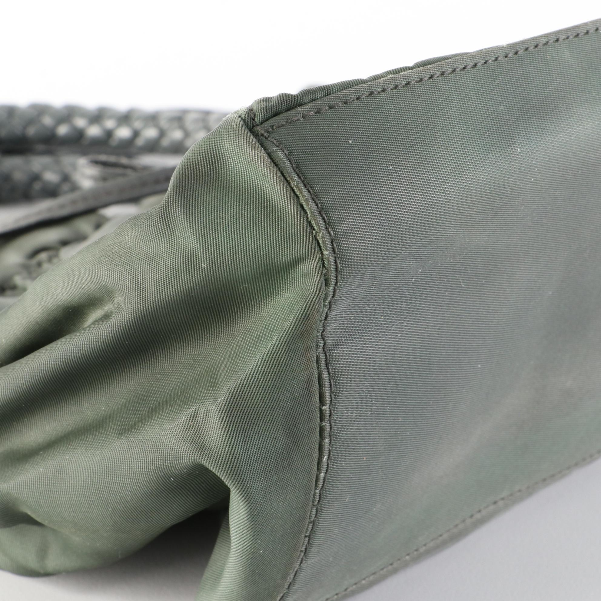 Prada Ruched Nylon Tessuto and Leather Two-Way Tote