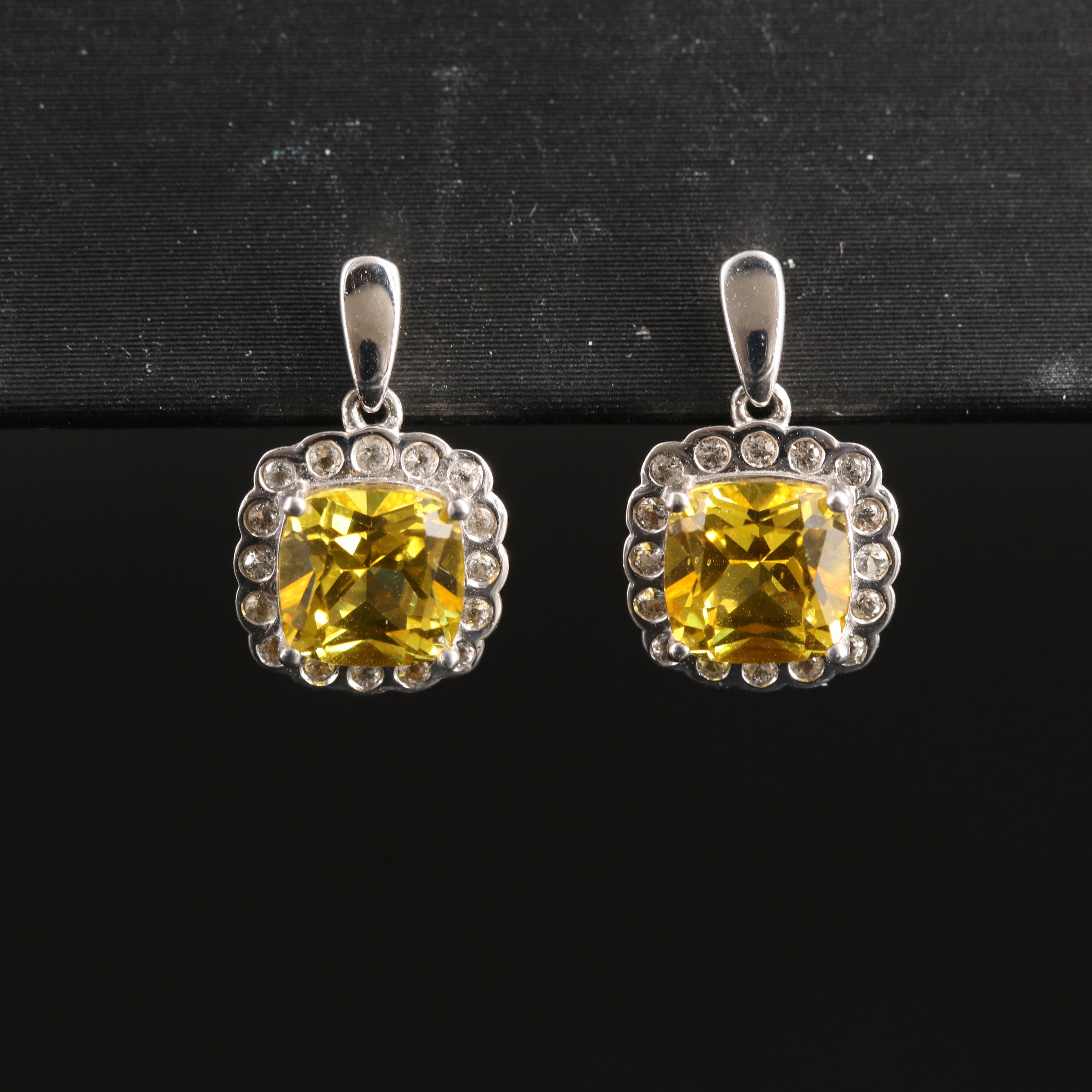 Sterling Sapphire and White Topaz Earrings