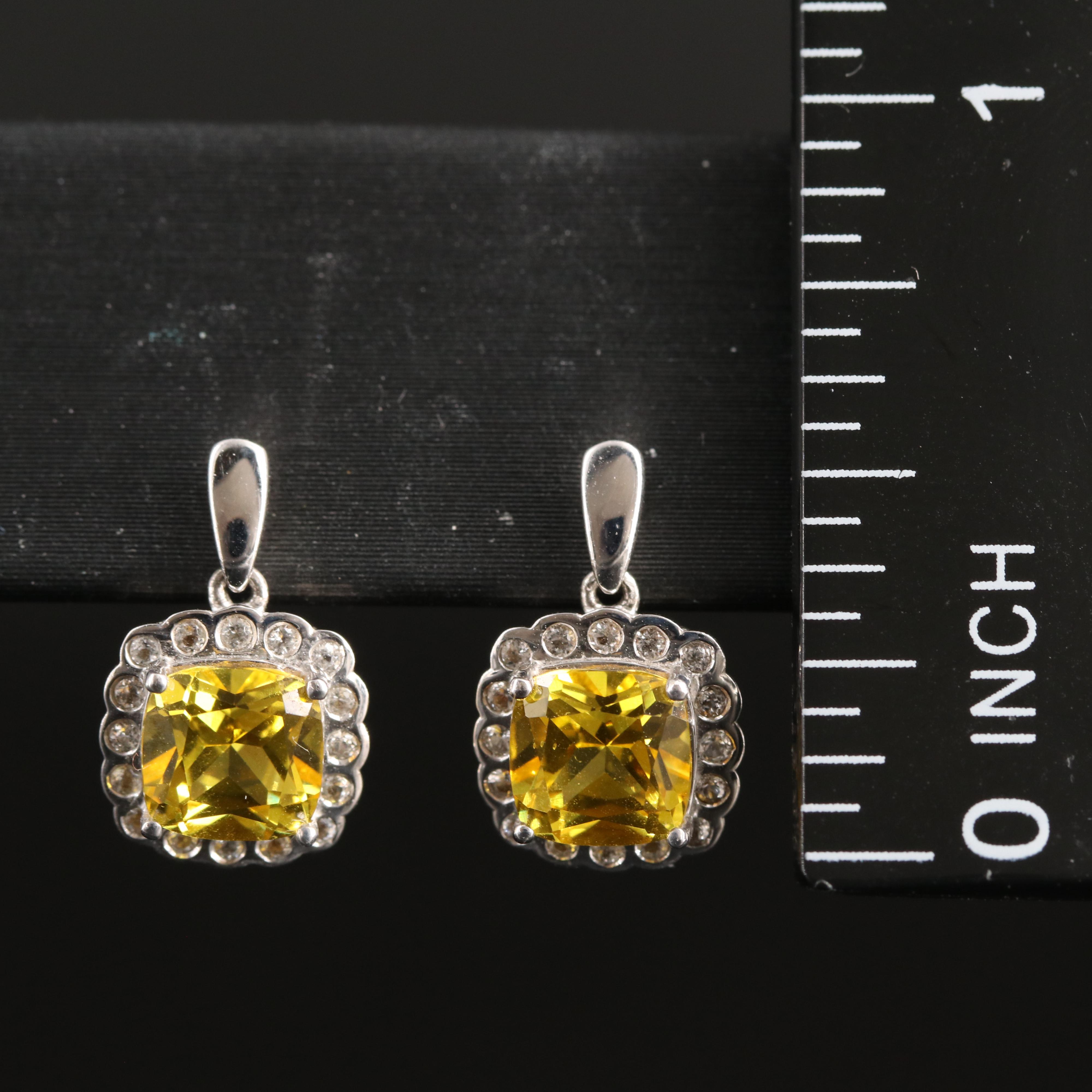 Sterling Sapphire and White Topaz Earrings