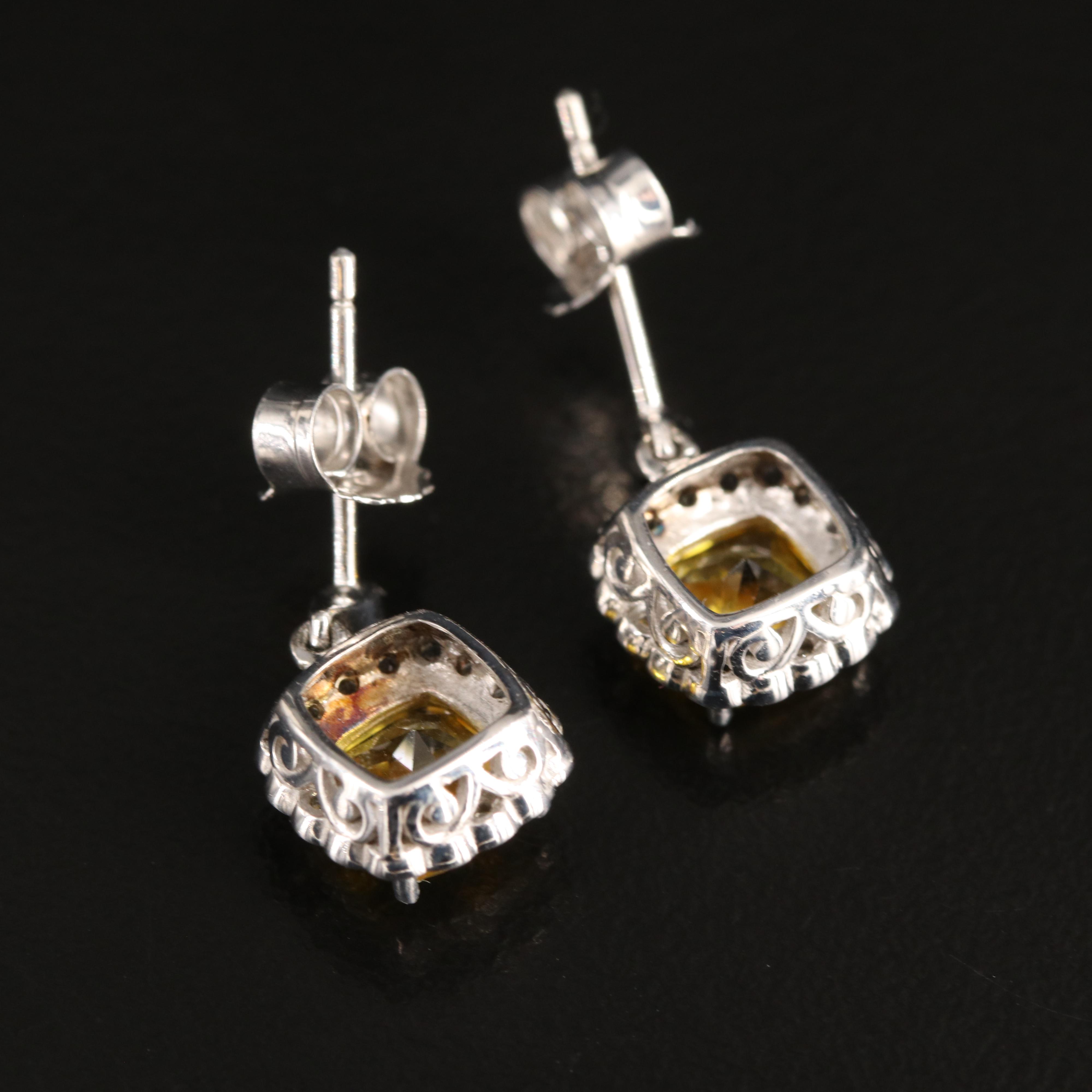 Sterling Sapphire and White Topaz Earrings