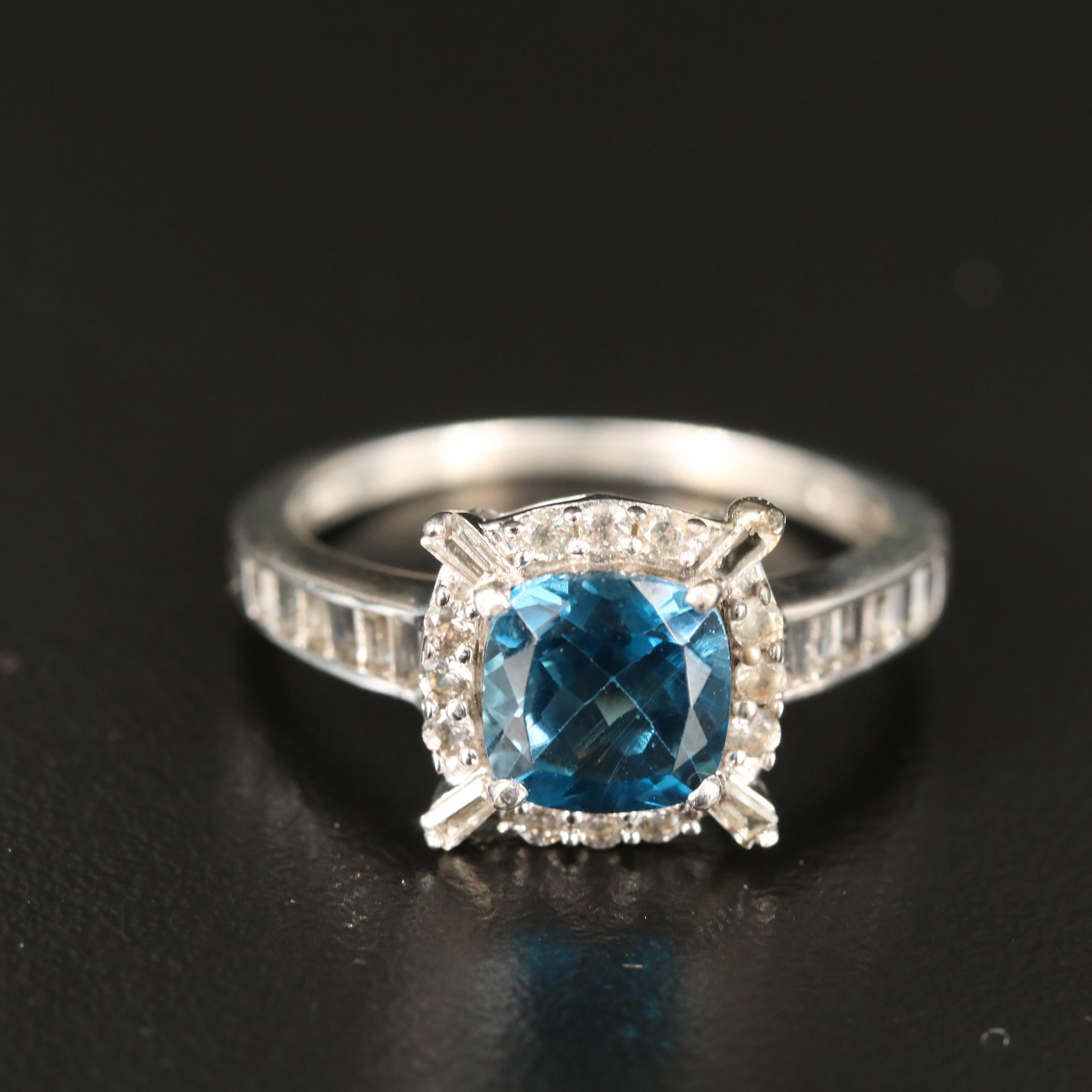 Sterling Topaz and Sapphire Ring