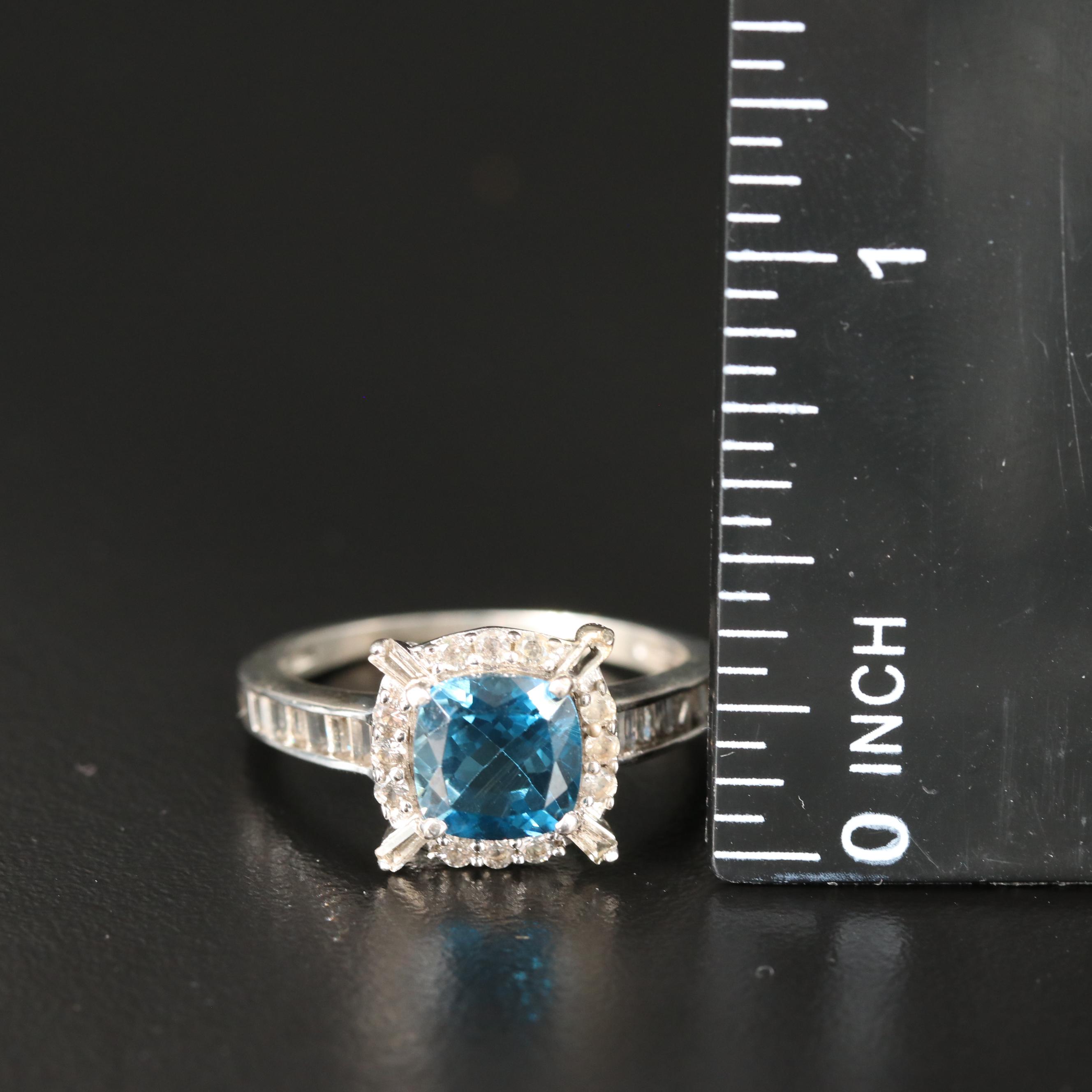 Sterling Topaz and Sapphire Ring