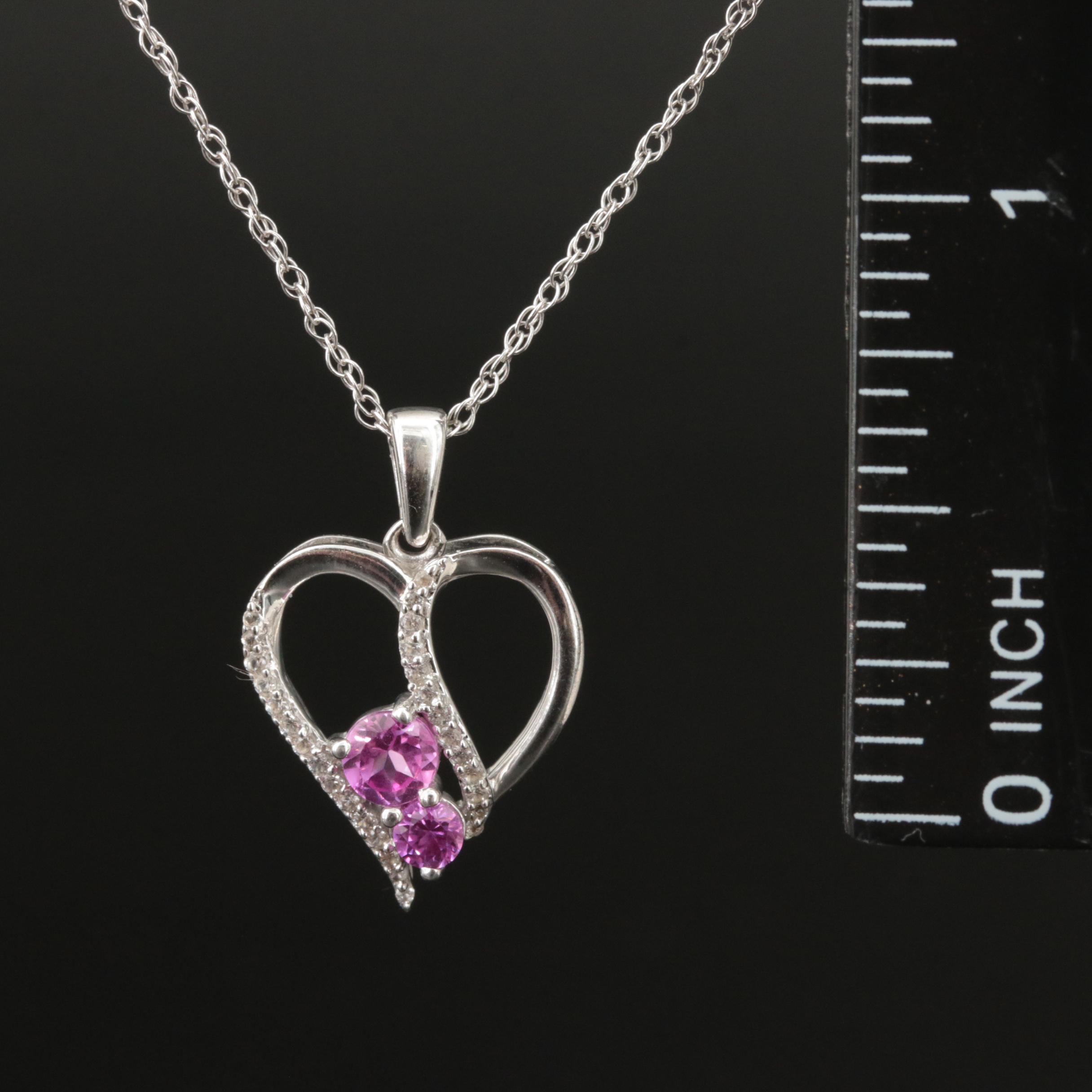 Sterling Sapphire Heart Pendant Necklace