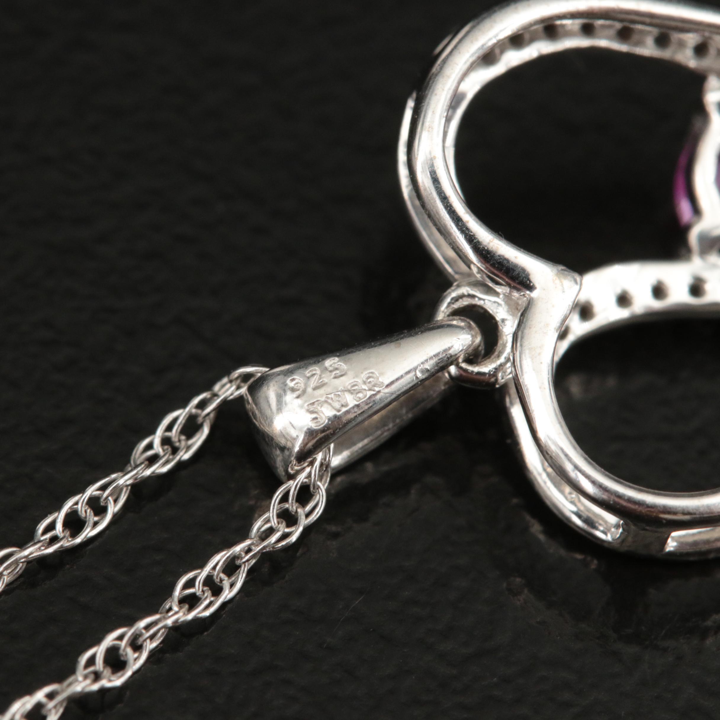 Sterling Sapphire Heart Pendant Necklace