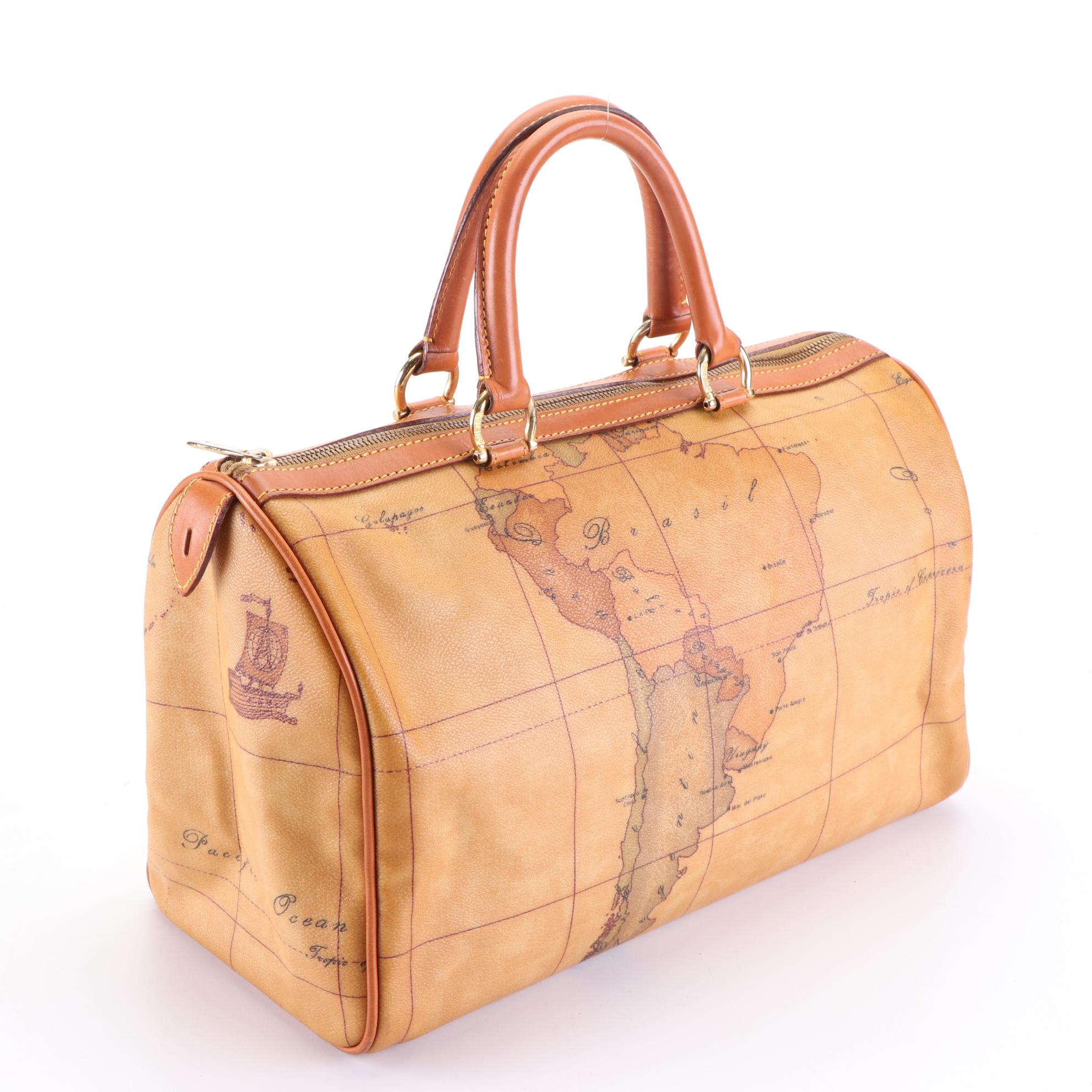 Alviero Martini 1ª Classe Small Duffel Bag in Geo Print Coated Canvas/Leather