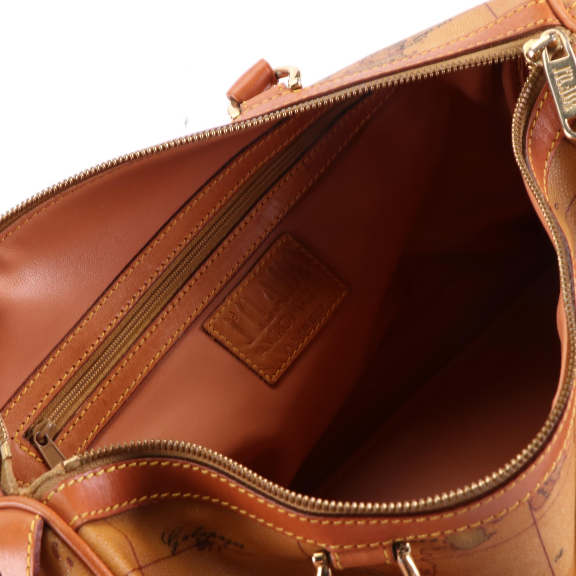 Alviero Martini 1ª Classe Small Duffel Bag in Geo Print Coated Canvas/Leather