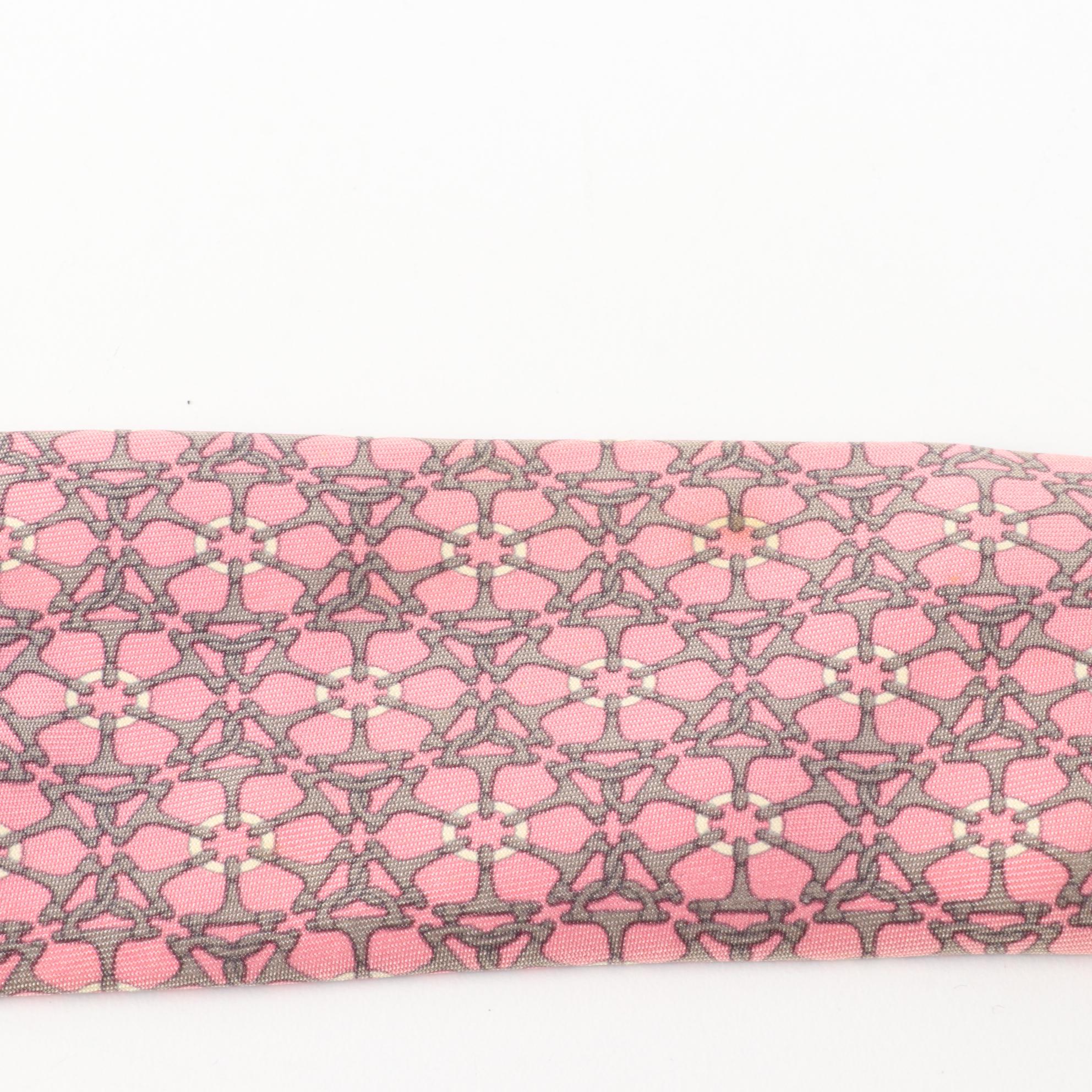 Hermès Patterned Hand-Stitched Silk Twill Neckties