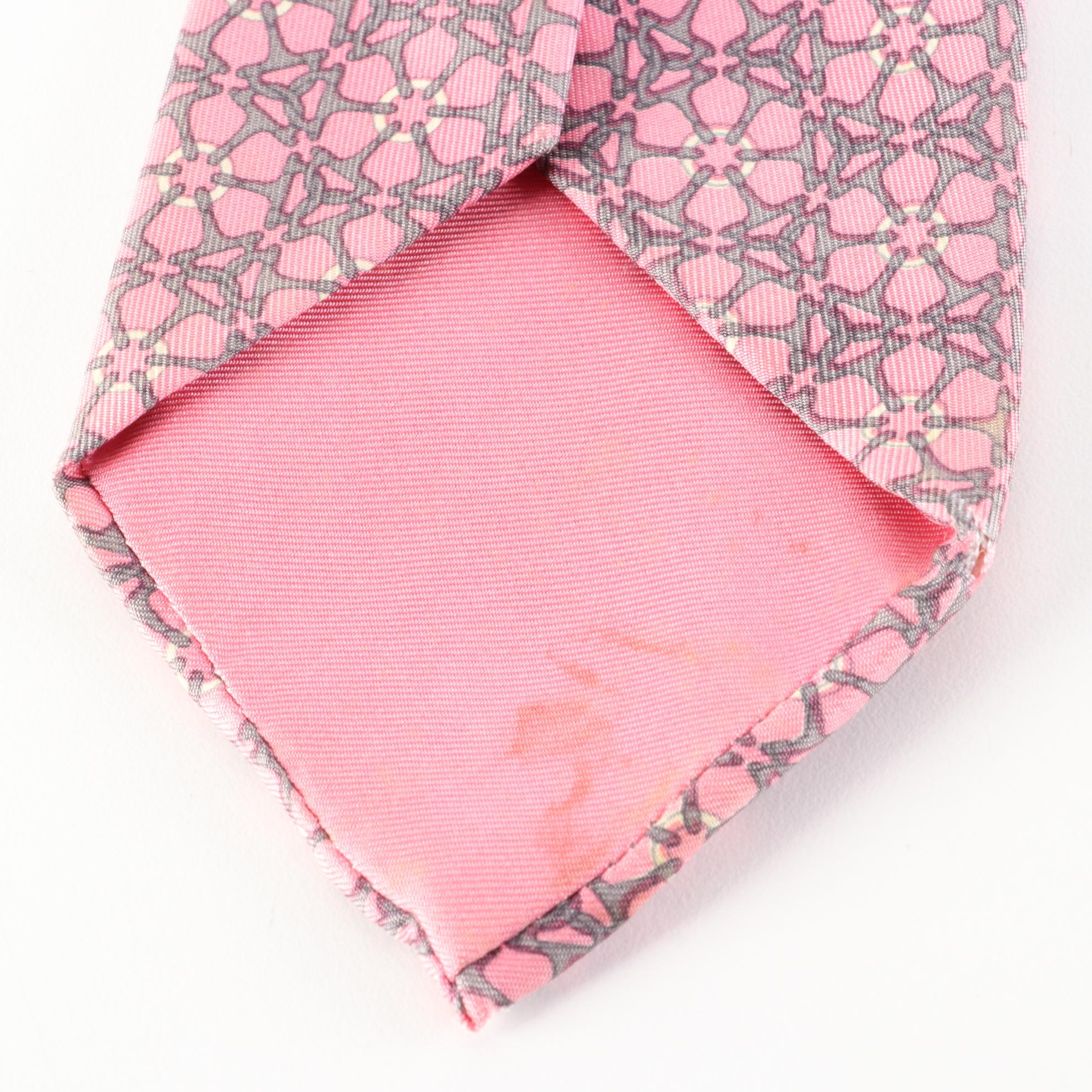 Hermès Patterned Hand-Stitched Silk Twill Neckties