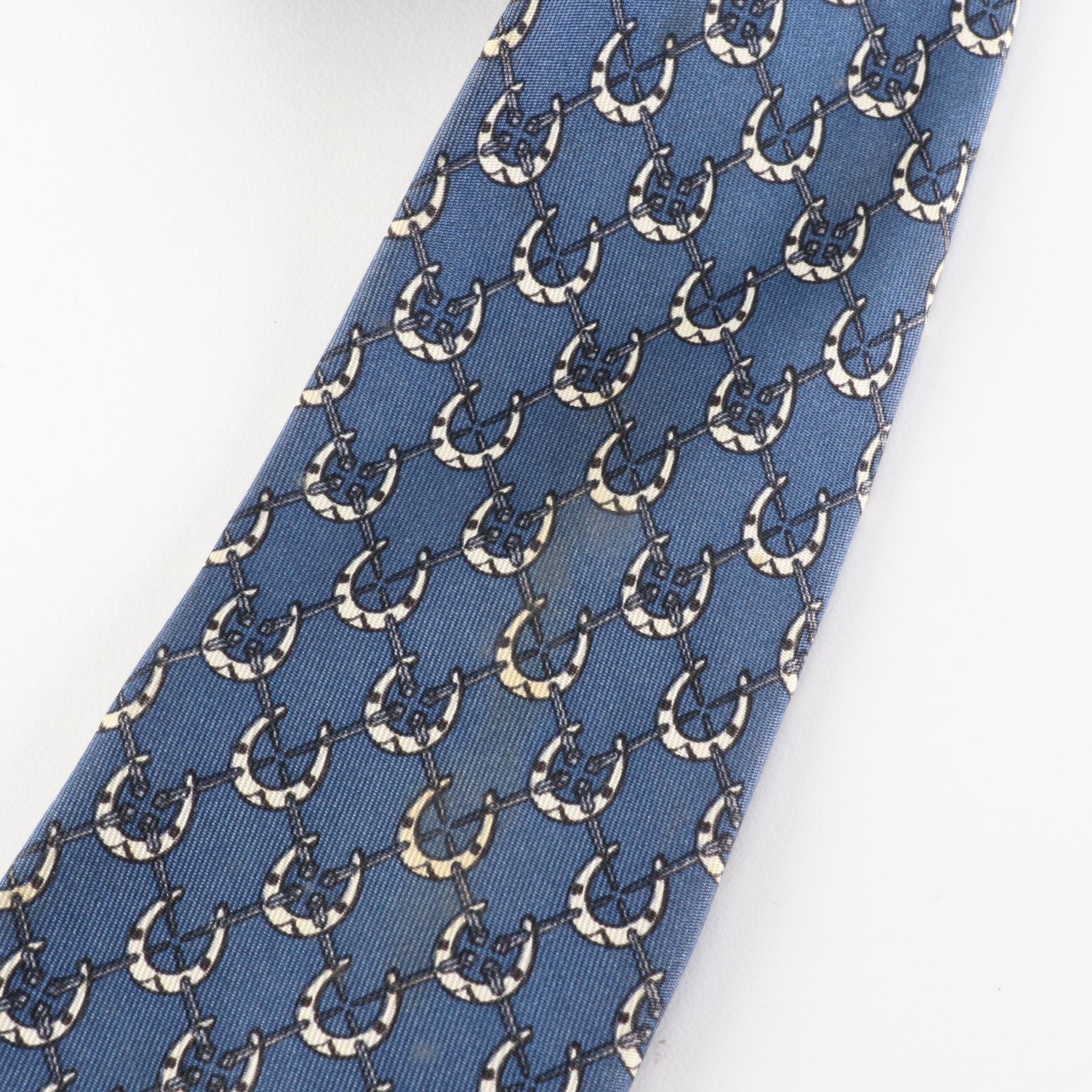 Hermès Patterned Hand-Stitched Silk Twill Neckties