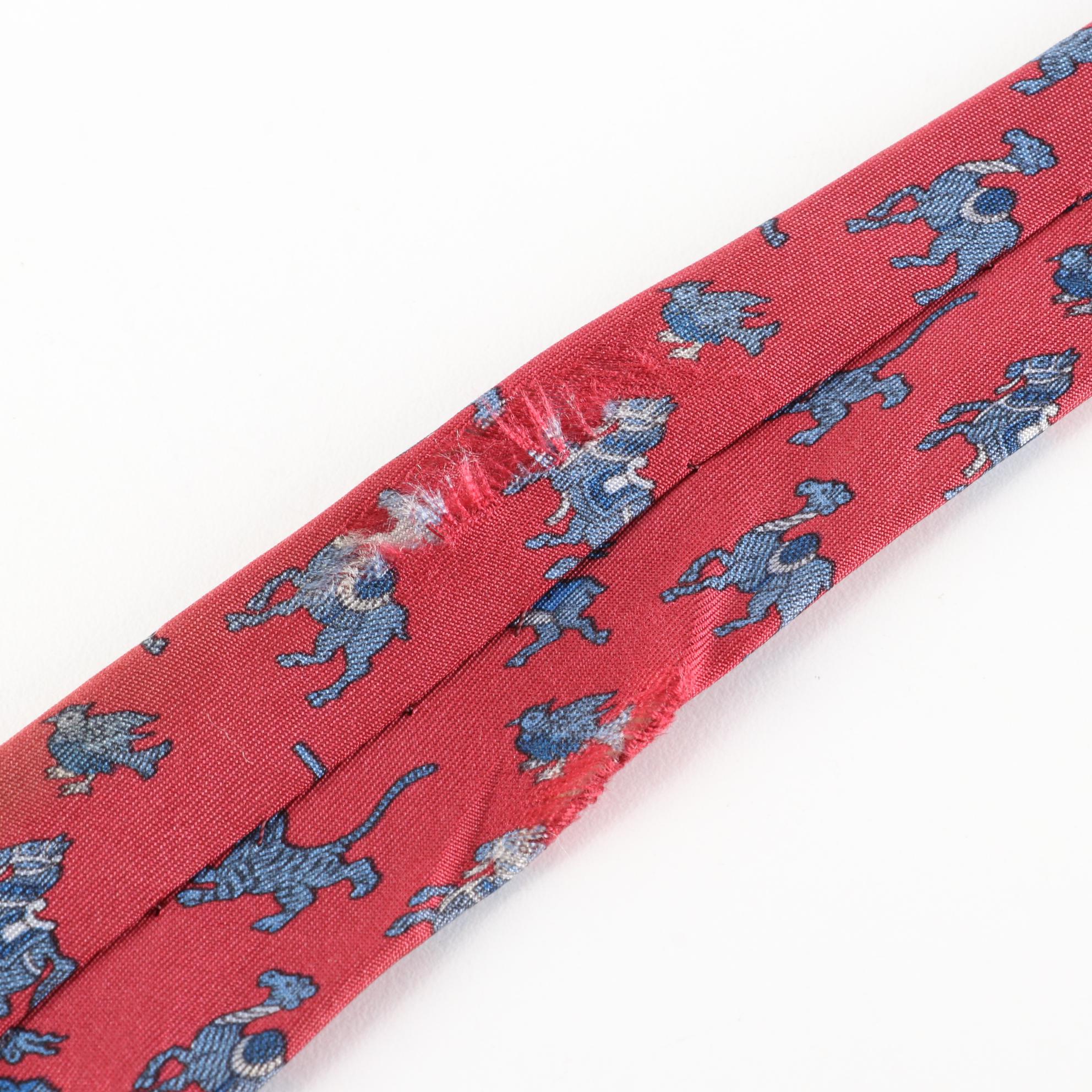 Hermès Patterned Hand-Stitched Silk Twill Neckties