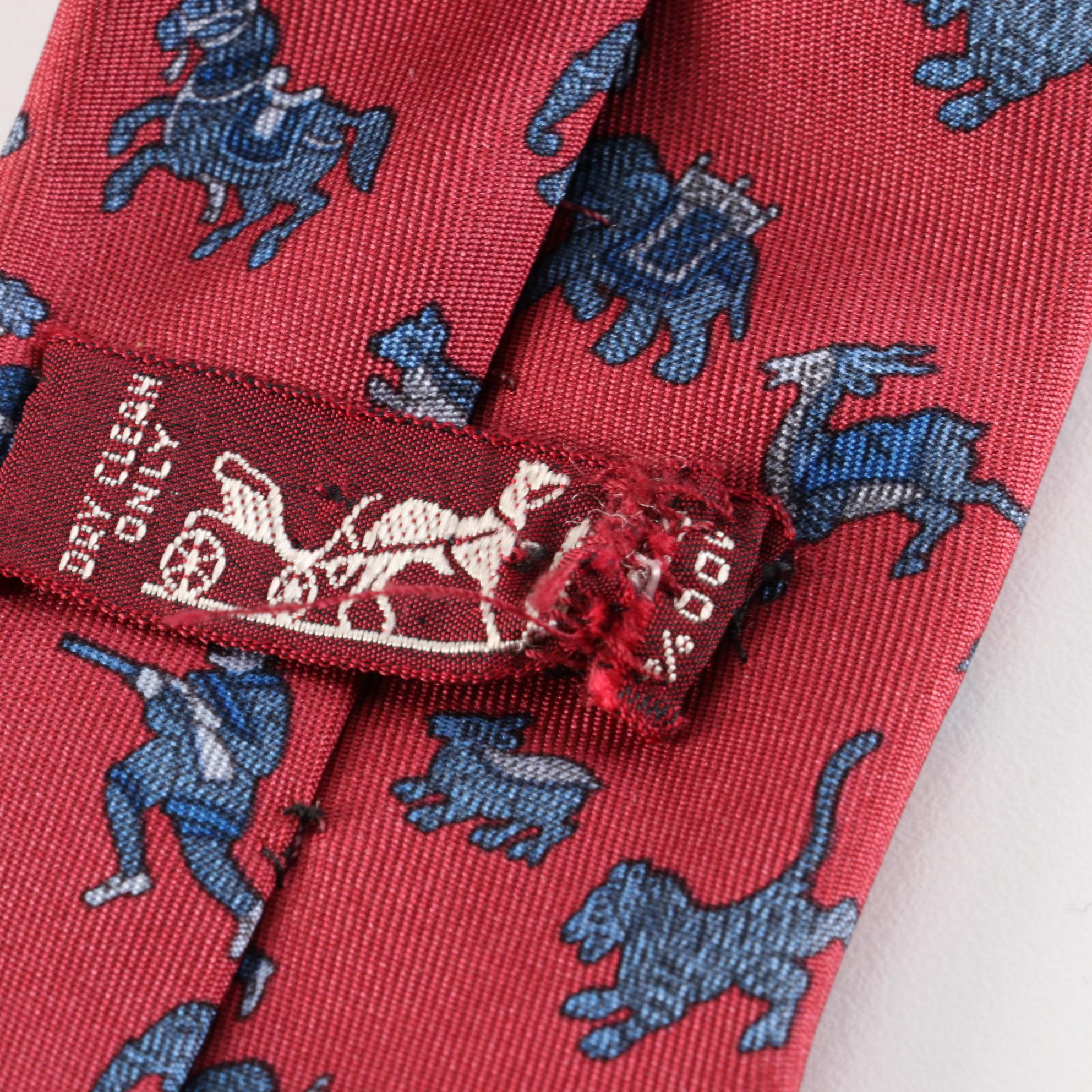 Hermès Patterned Hand-Stitched Silk Twill Neckties