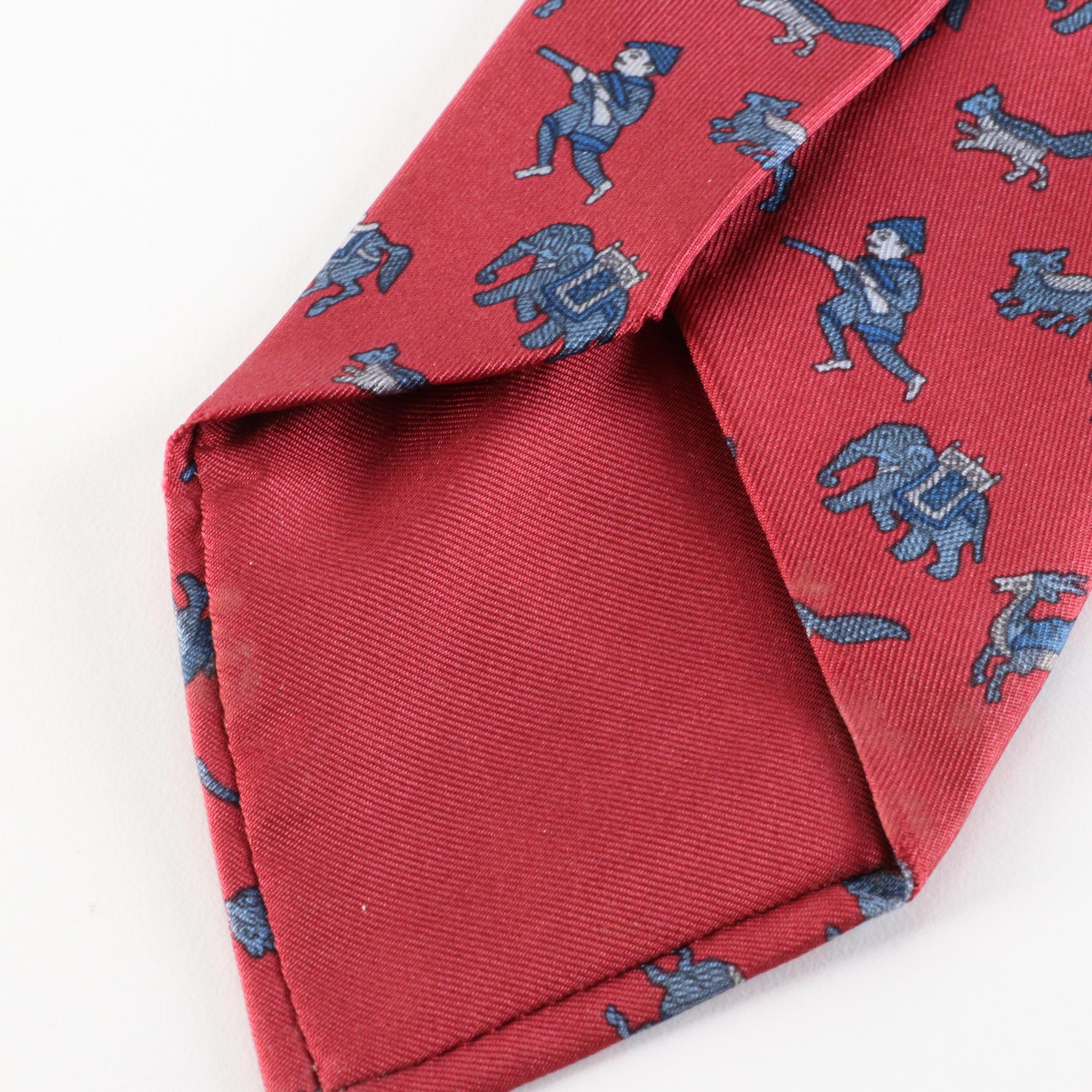 Hermès Patterned Hand-Stitched Silk Twill Neckties