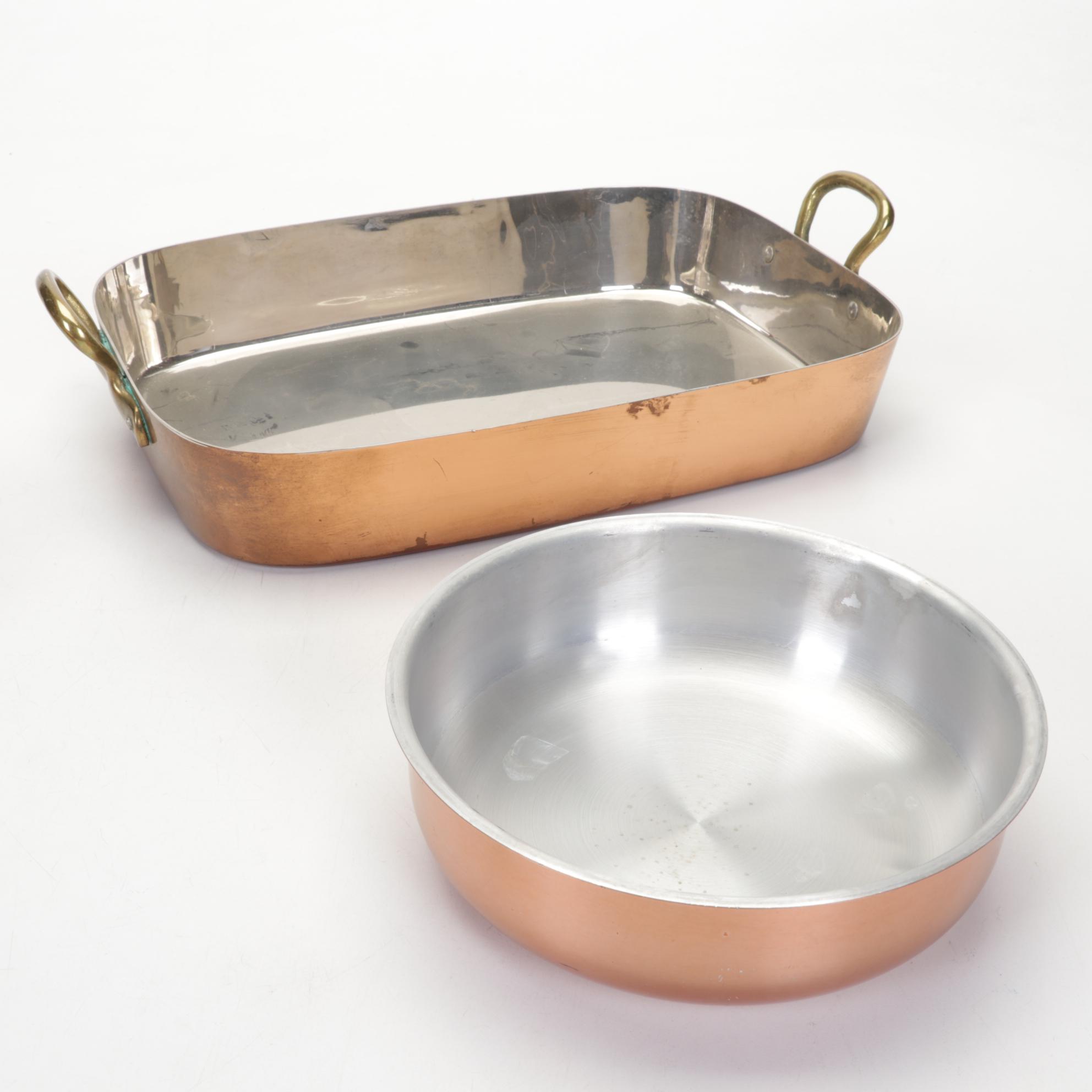 Cop*R*Chef Fish Saute Pan with Other Copper Cookware & Williams-Sonoma Linens