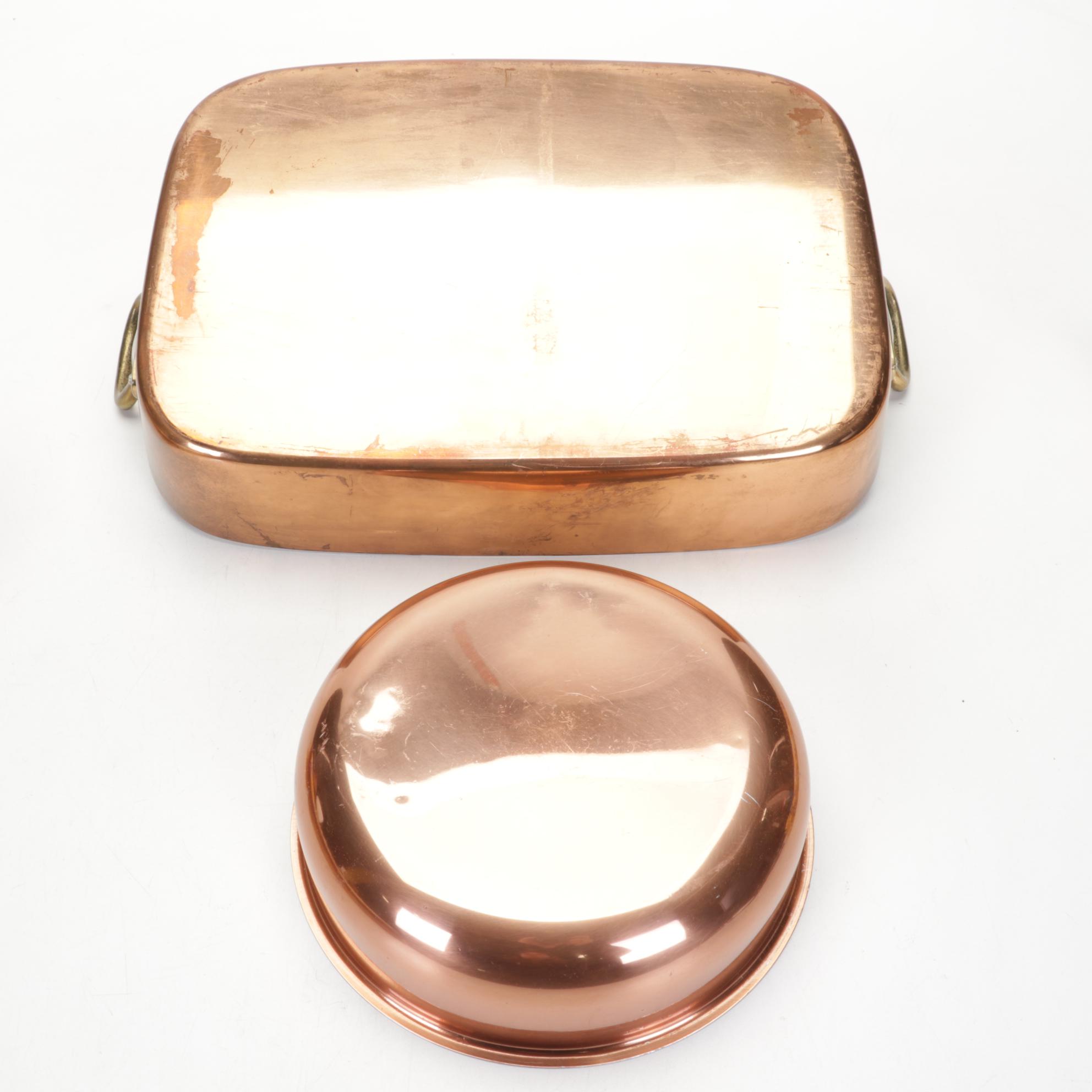 Cop*R*Chef Fish Saute Pan with Other Copper Cookware & Williams-Sonoma Linens